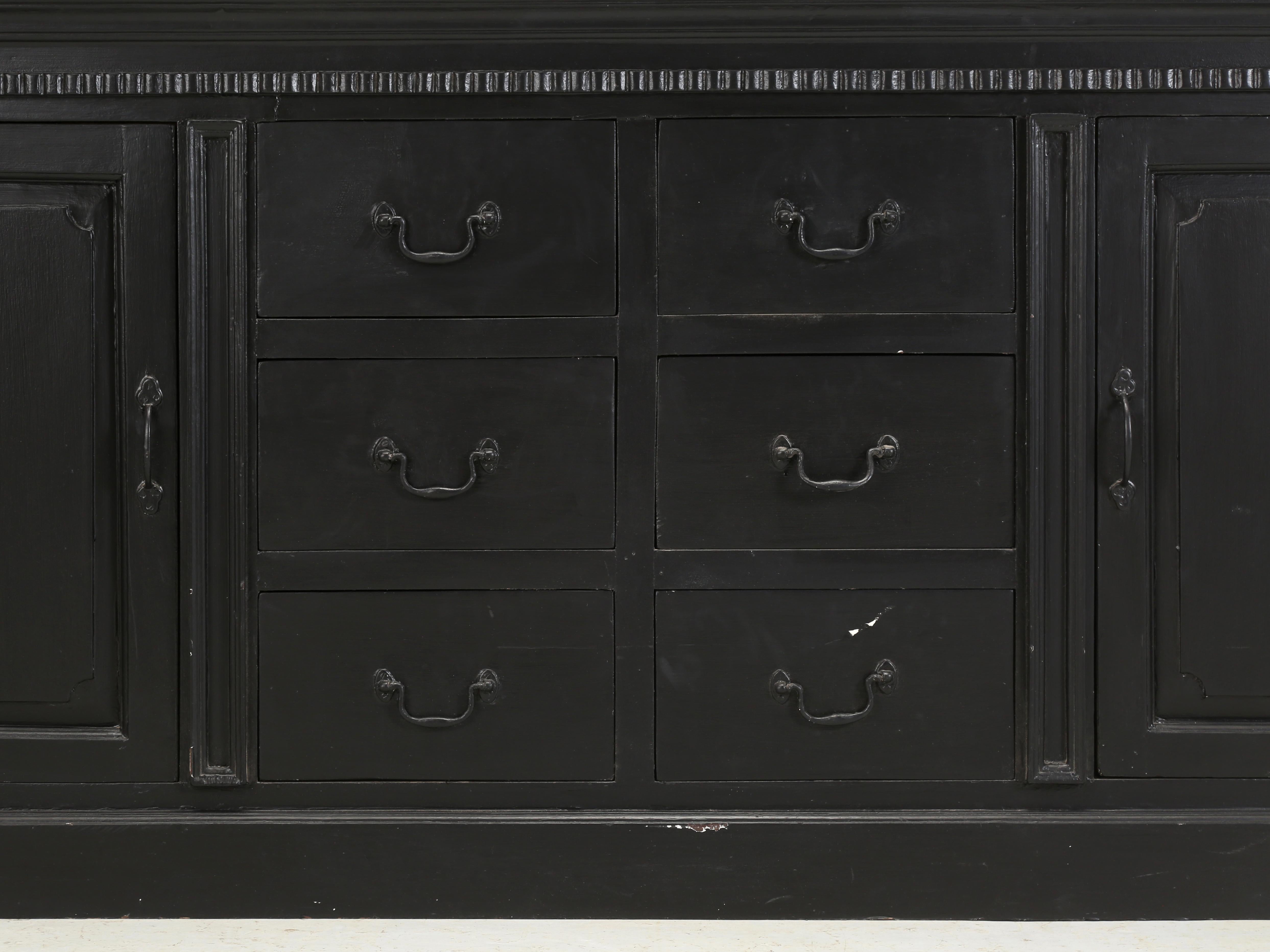 Wrought Iron Black hand-painted Buffet or Sideboard probably made in Asia Well Constructed For Sale