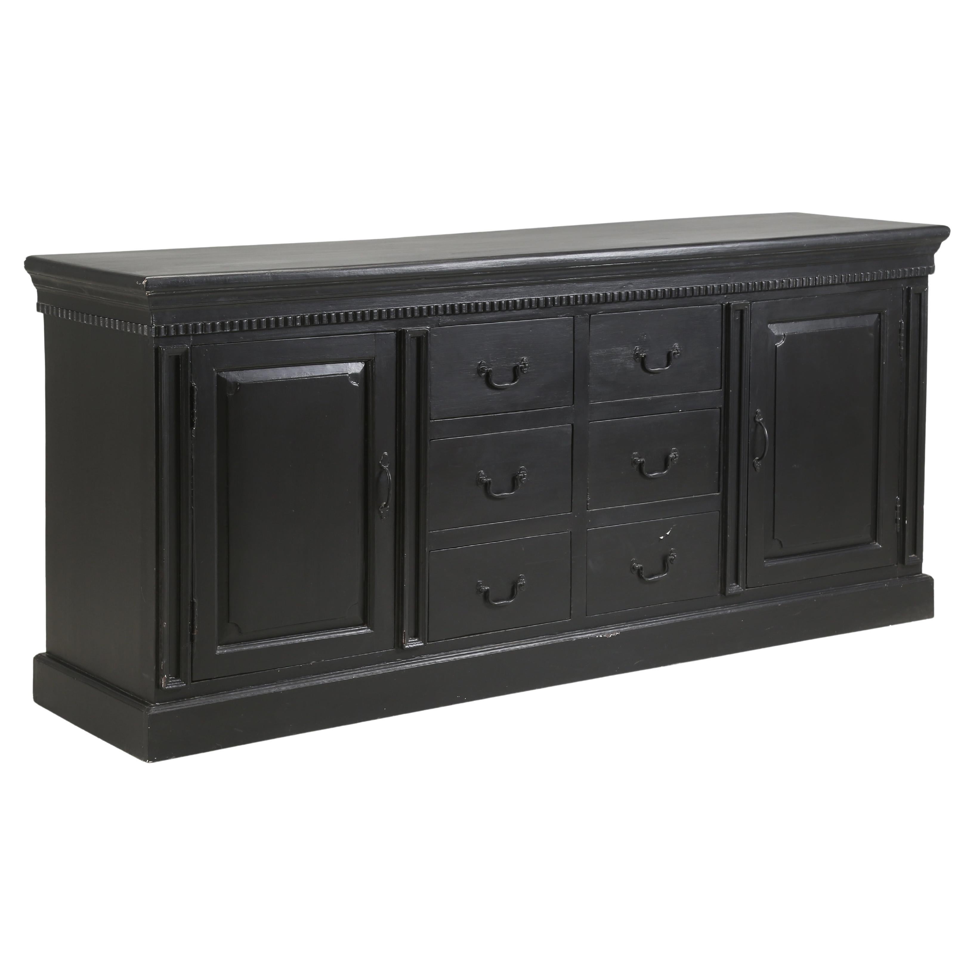 Black hand-painted Buffet or Sideboard probably made in Asia Well Constructed For Sale