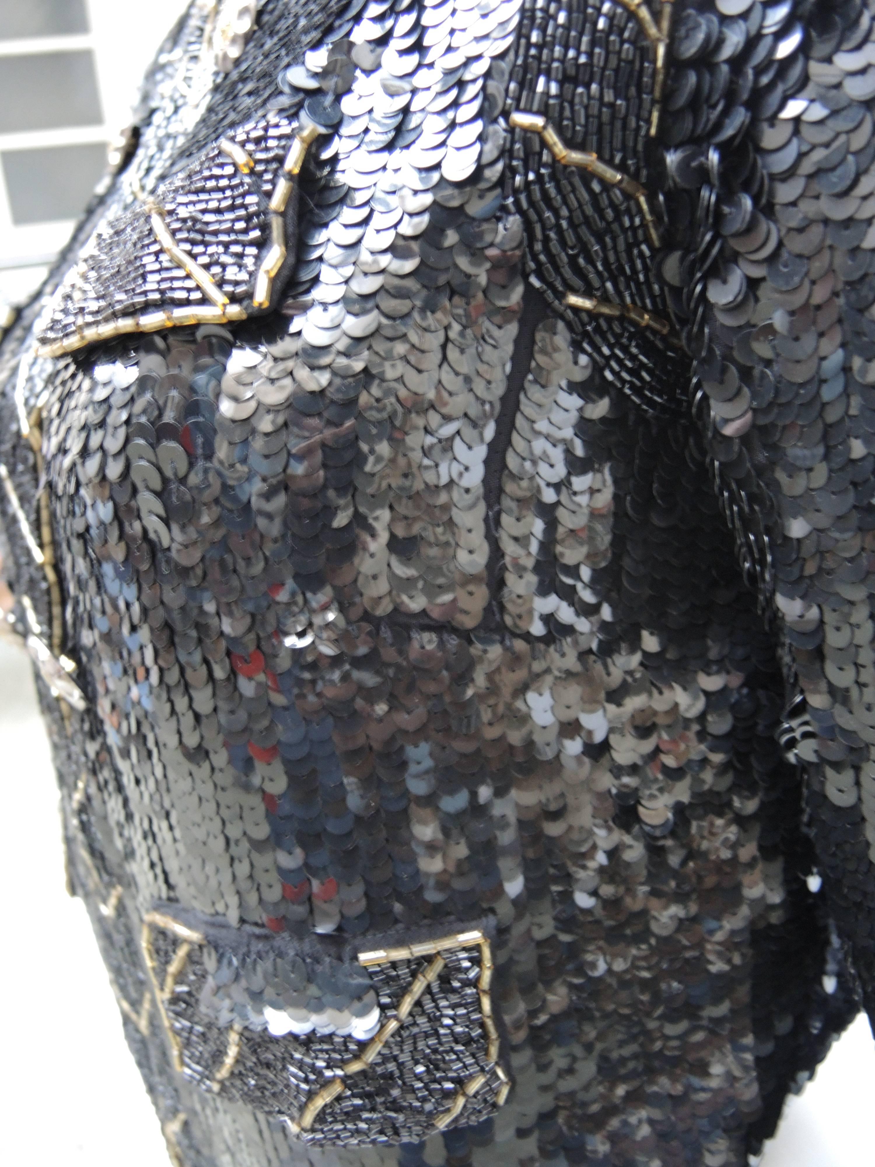 Black hand Sequinned Chanel Style  Beaded Jacket  3