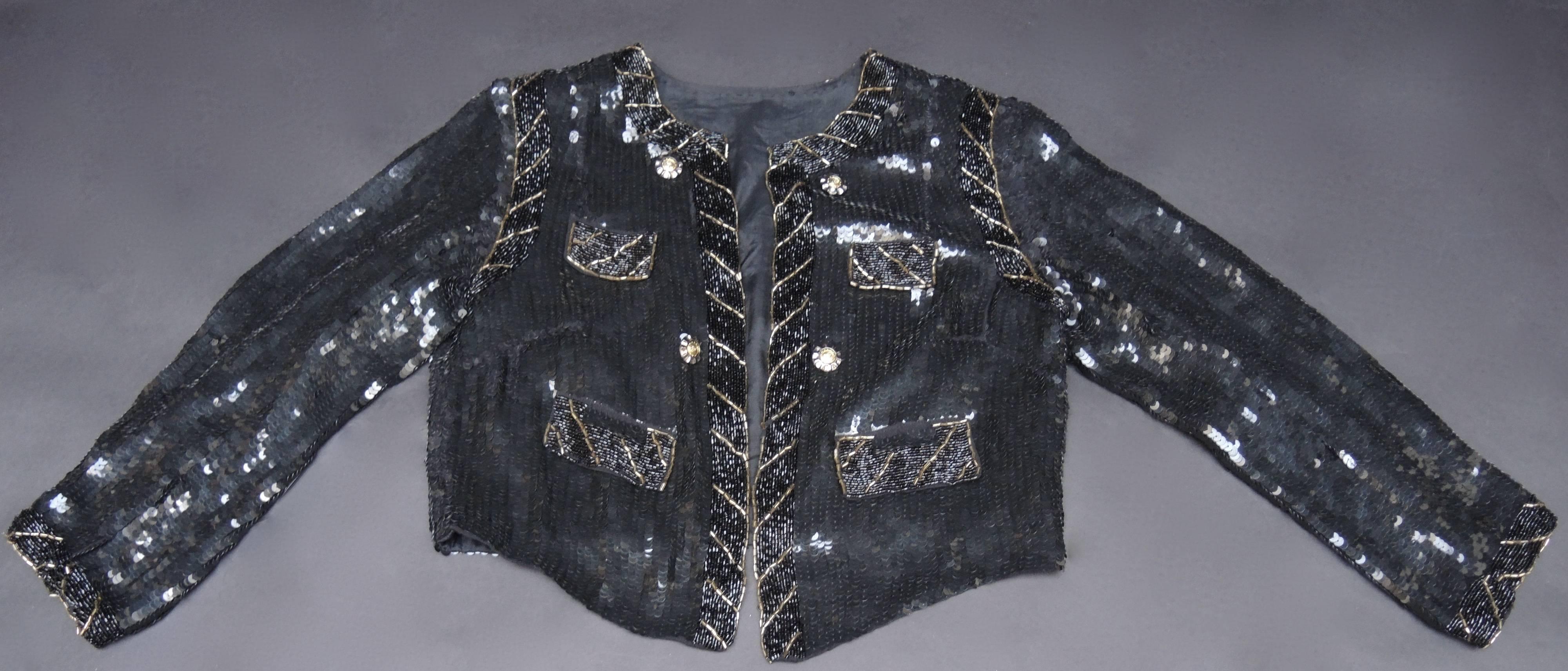 Black hand Sequinned Chanel Style  Beaded Jacket  4
