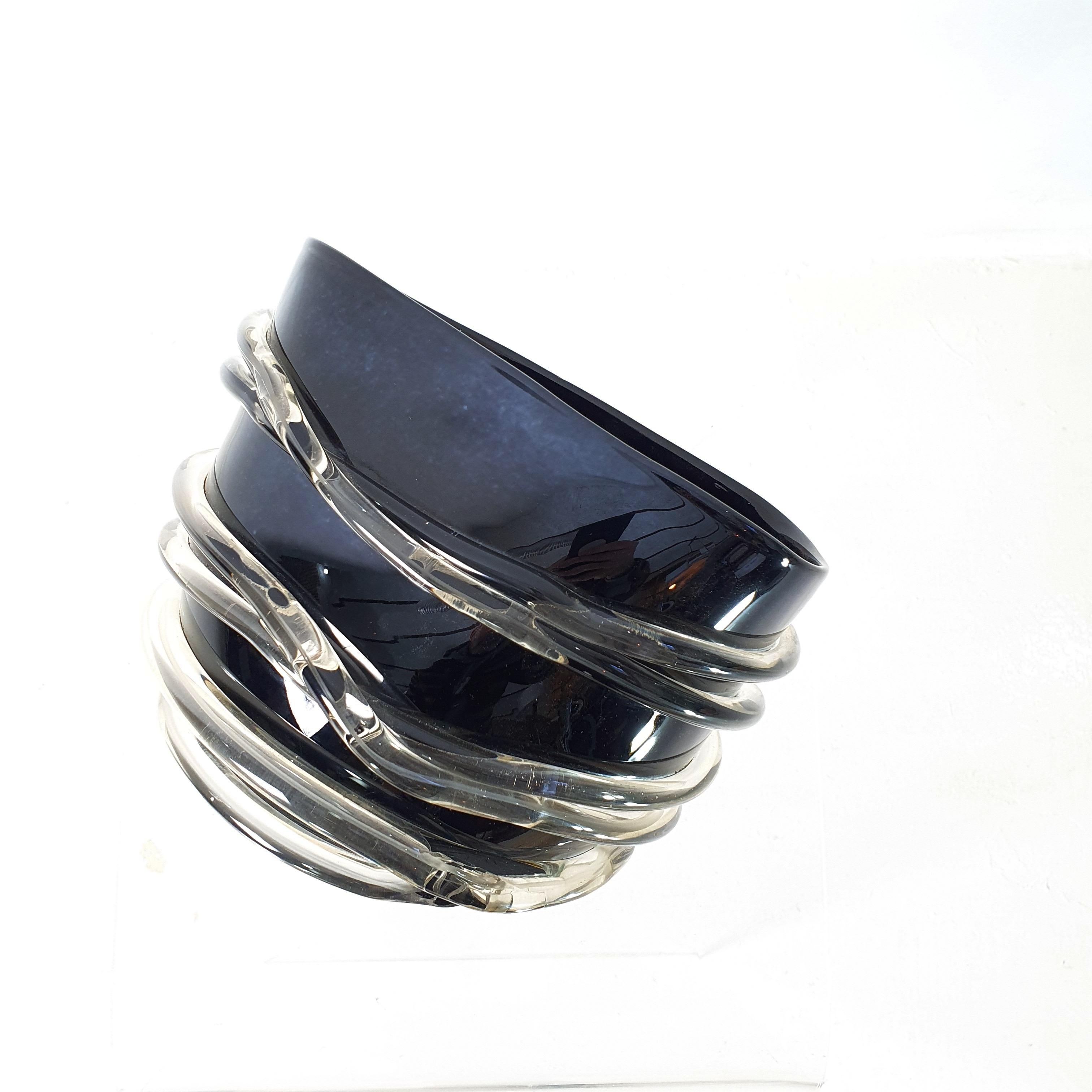 Black Handmade Murano Vase, Italy 2