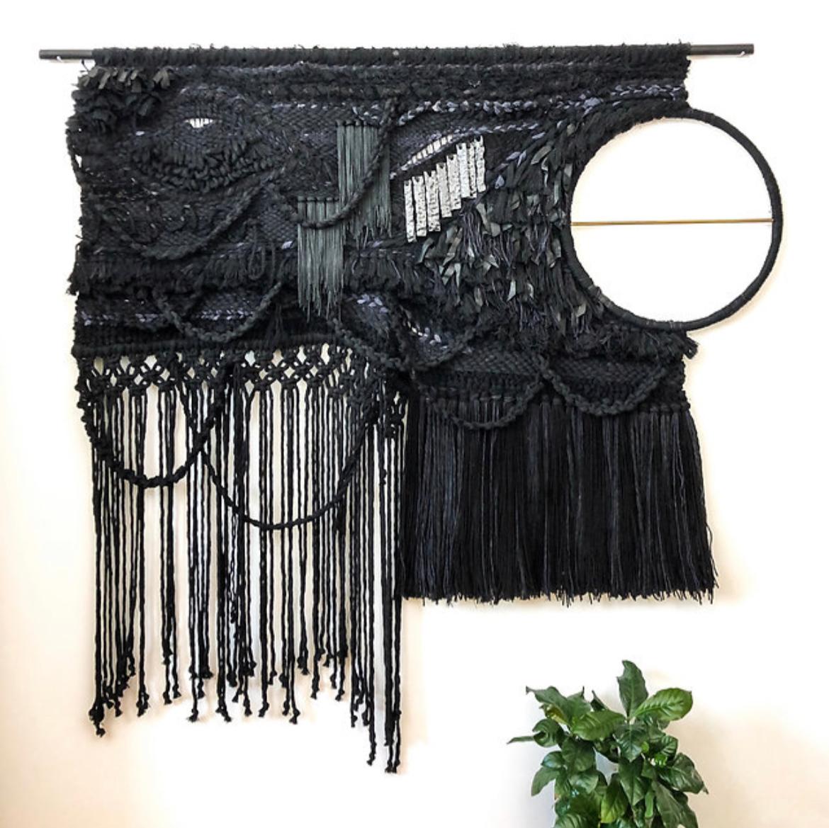 Bohemian Black Handwoven Wall Tapestry