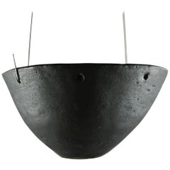 Black Hanging Stoneware Candleholder with Matte Black Glaze