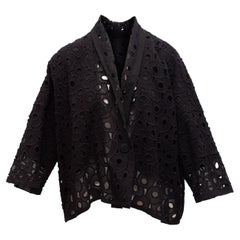 Schwarze Heart Haat Issey Miyake Schwarze Jacke mit Ösen und Spitze