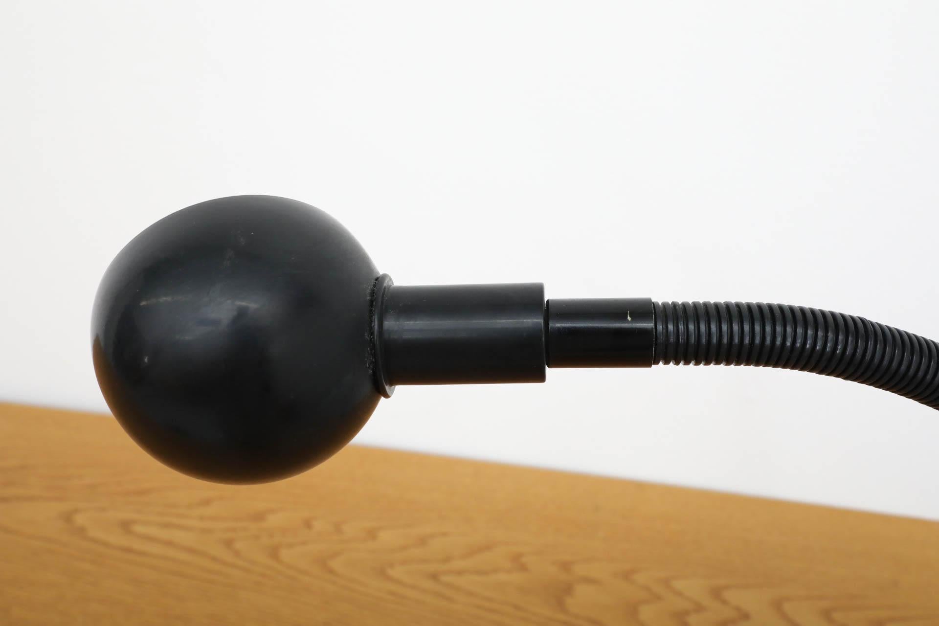 Mid-Century Modern Black Hebi Gooseneck Clamp Light by Isao Hosoe for Valenti