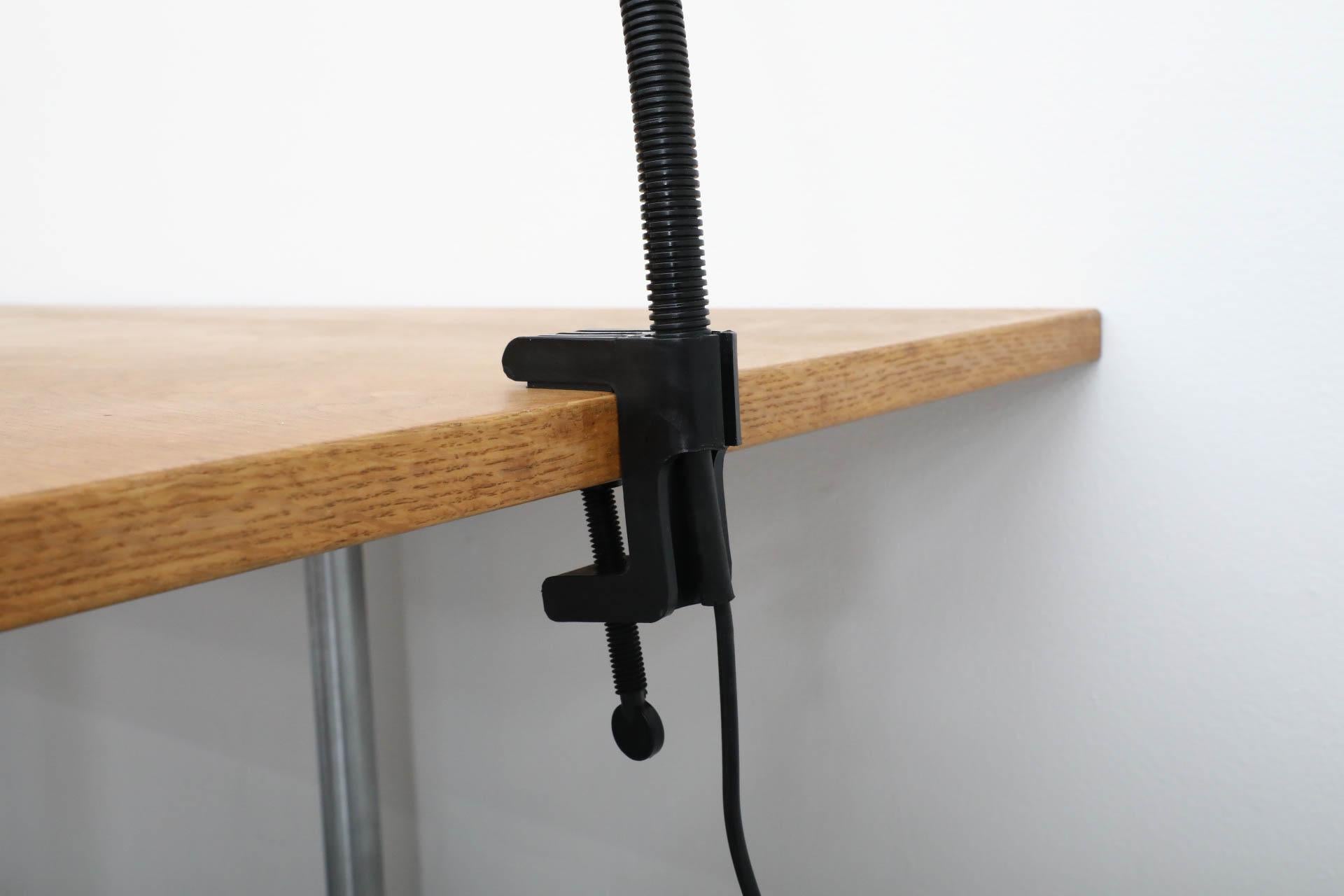 Enameled Black Hebi Gooseneck Clamp Light by Isao Hosoe for Valenti