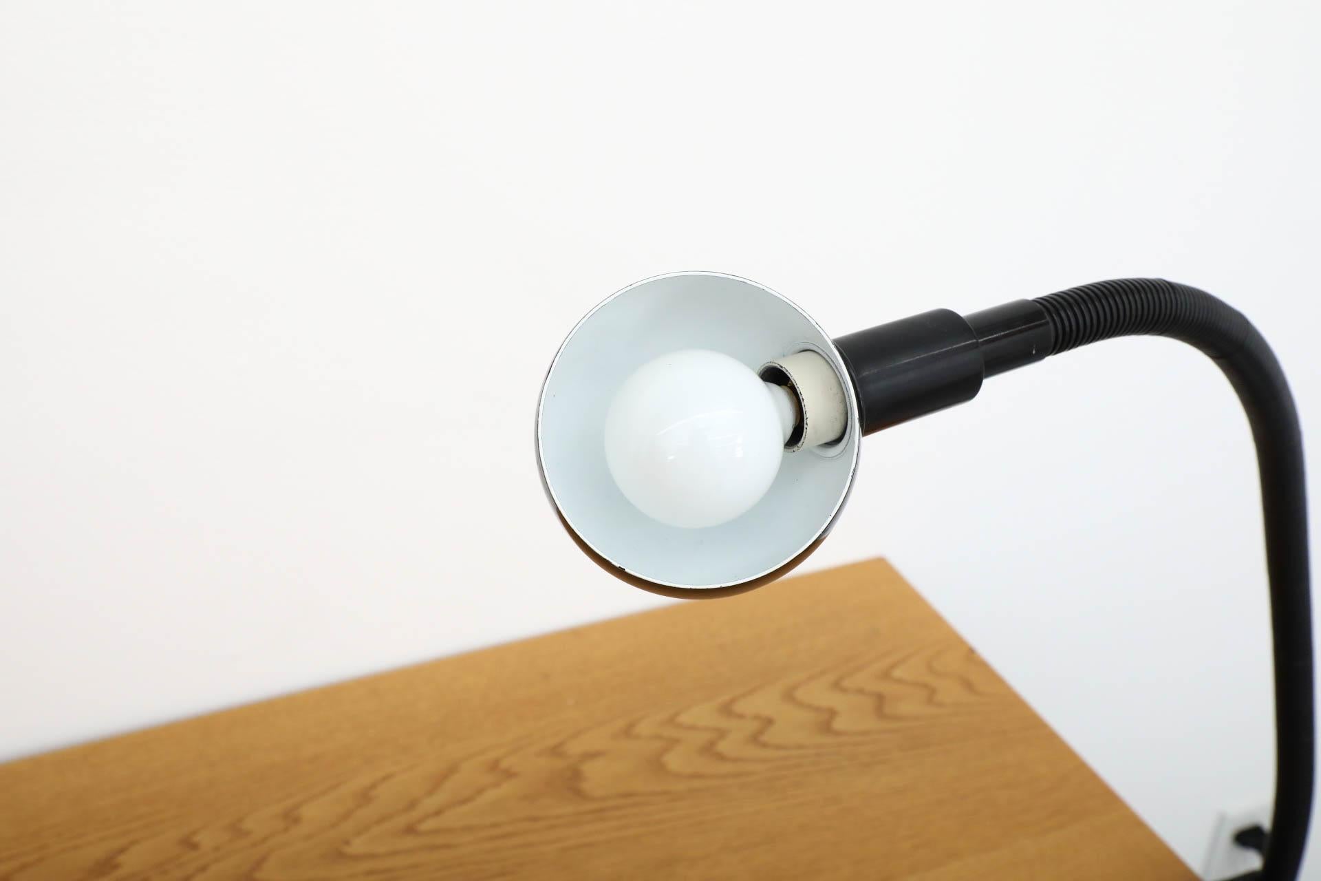 Late 20th Century Black Hebi Gooseneck Clamp Light by Isao Hosoe for Valenti