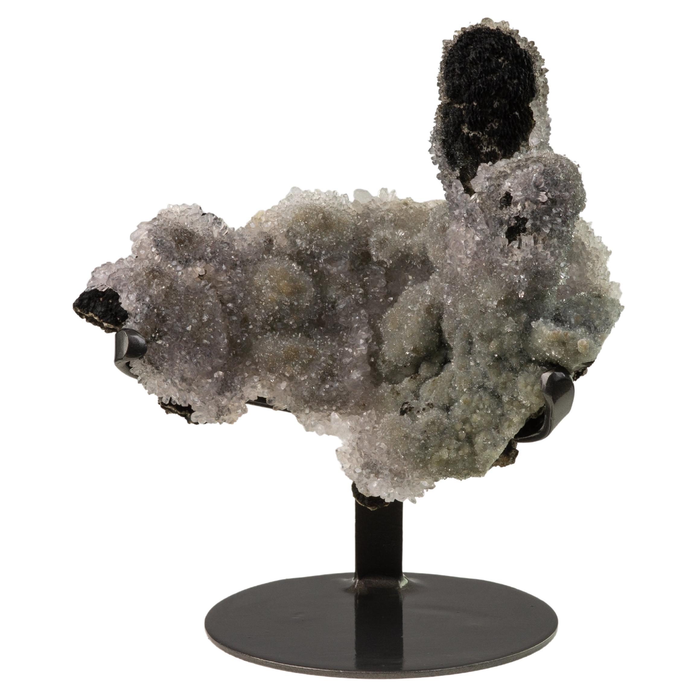 Hematite noire avec une couverture de quartz blanc en vente