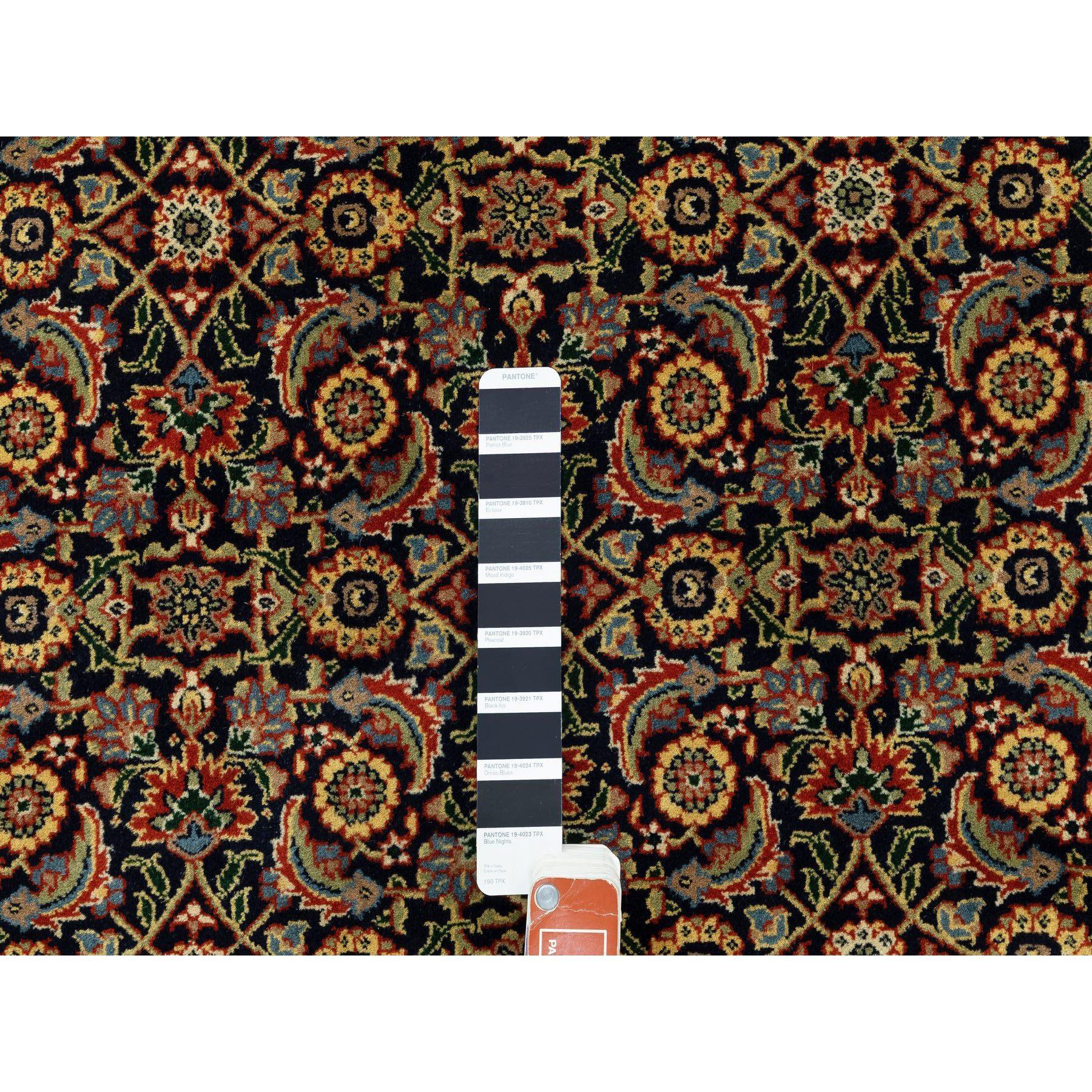 Contemporary Black Herati Fish Design 250 KPSI Hand Knotted Wool Gallery Size Rug 9'5