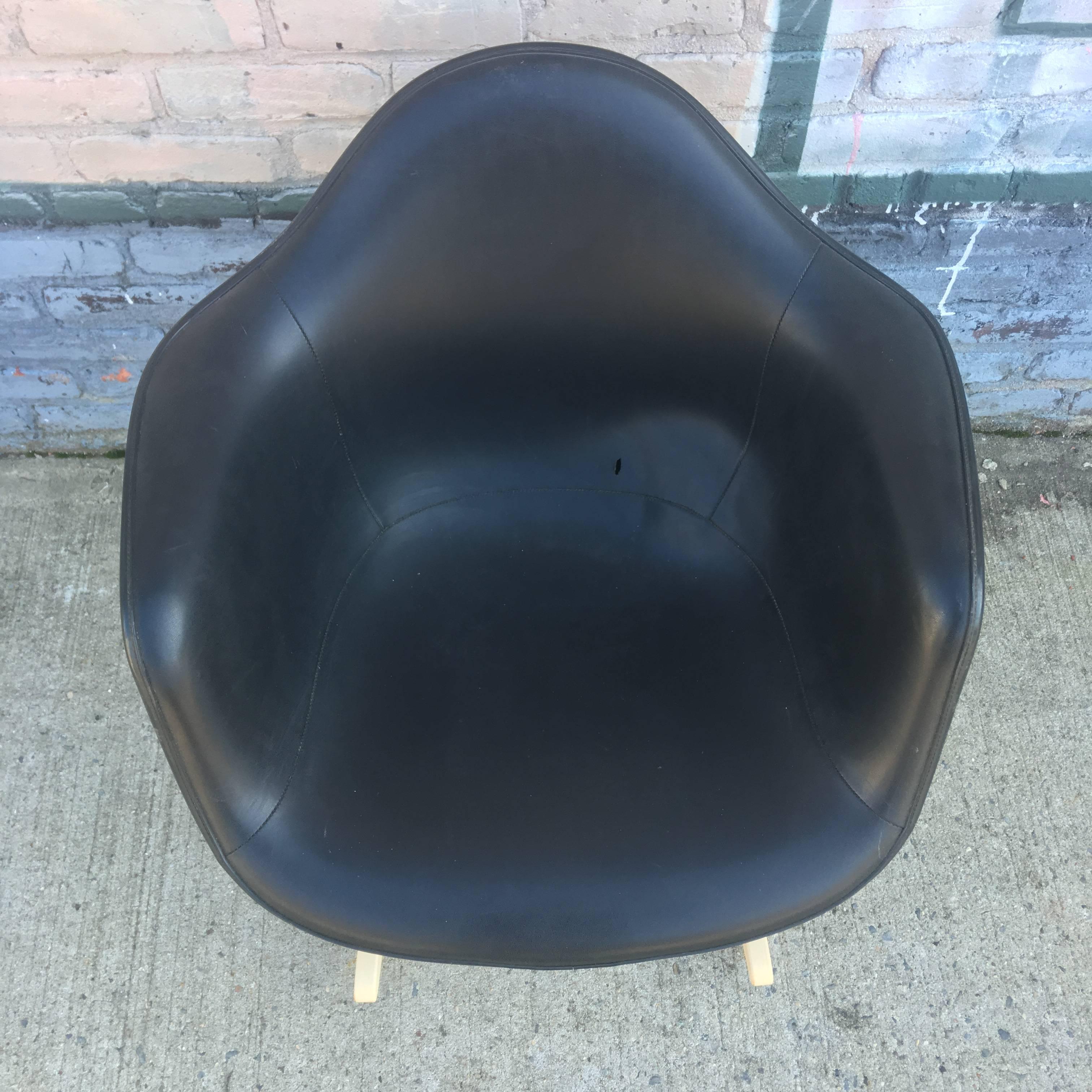Mid-Century Modern Black Herman Miller Eames Fiberglass Rocking Chair