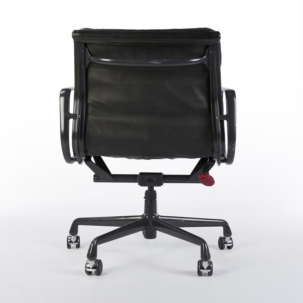 Mid-Century Modern Black Herman Miller Original Eames EA435 ‘Soft Pad’ Desk Aluminum Chair