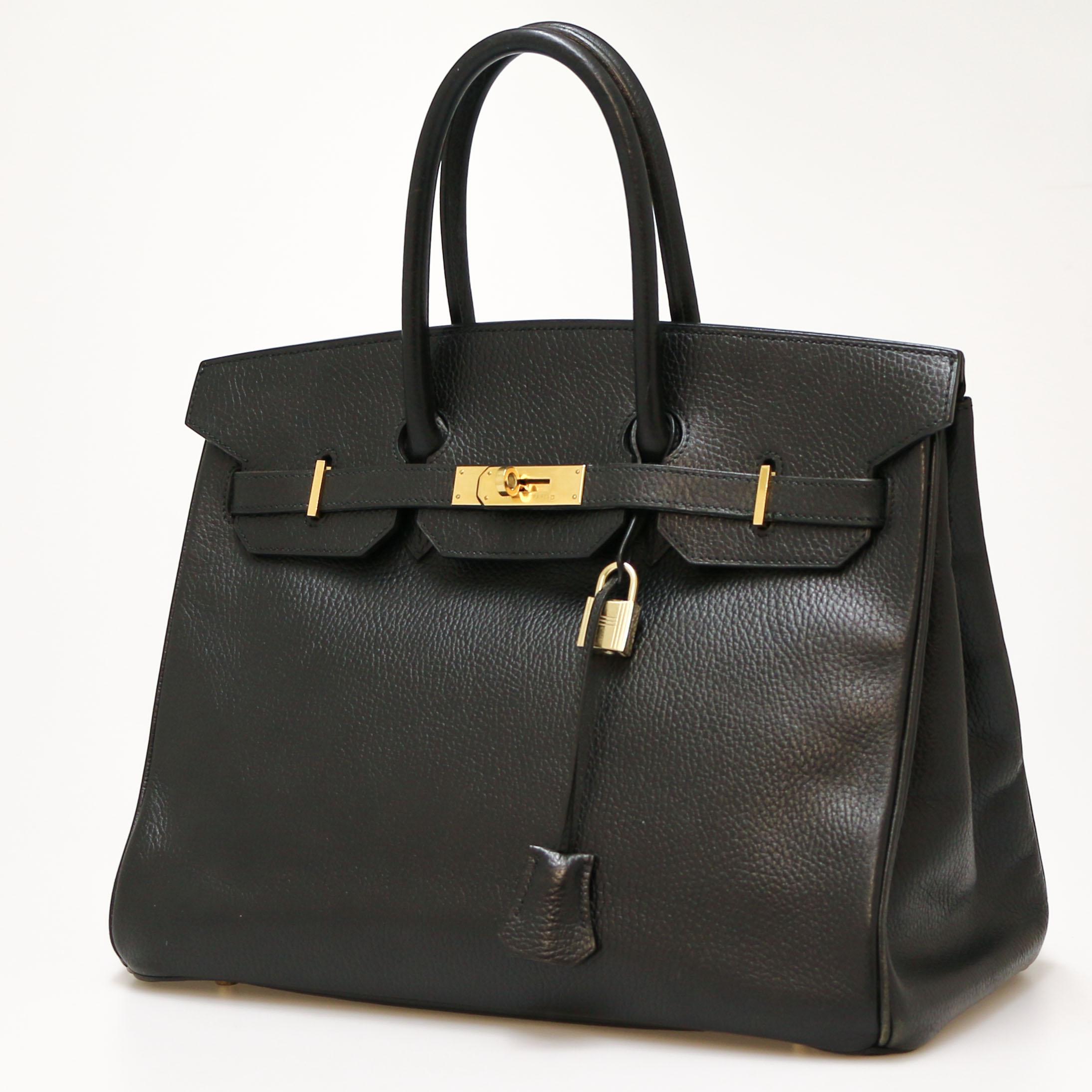 Hermès Birkin 35 noir avec accessoires en or 11