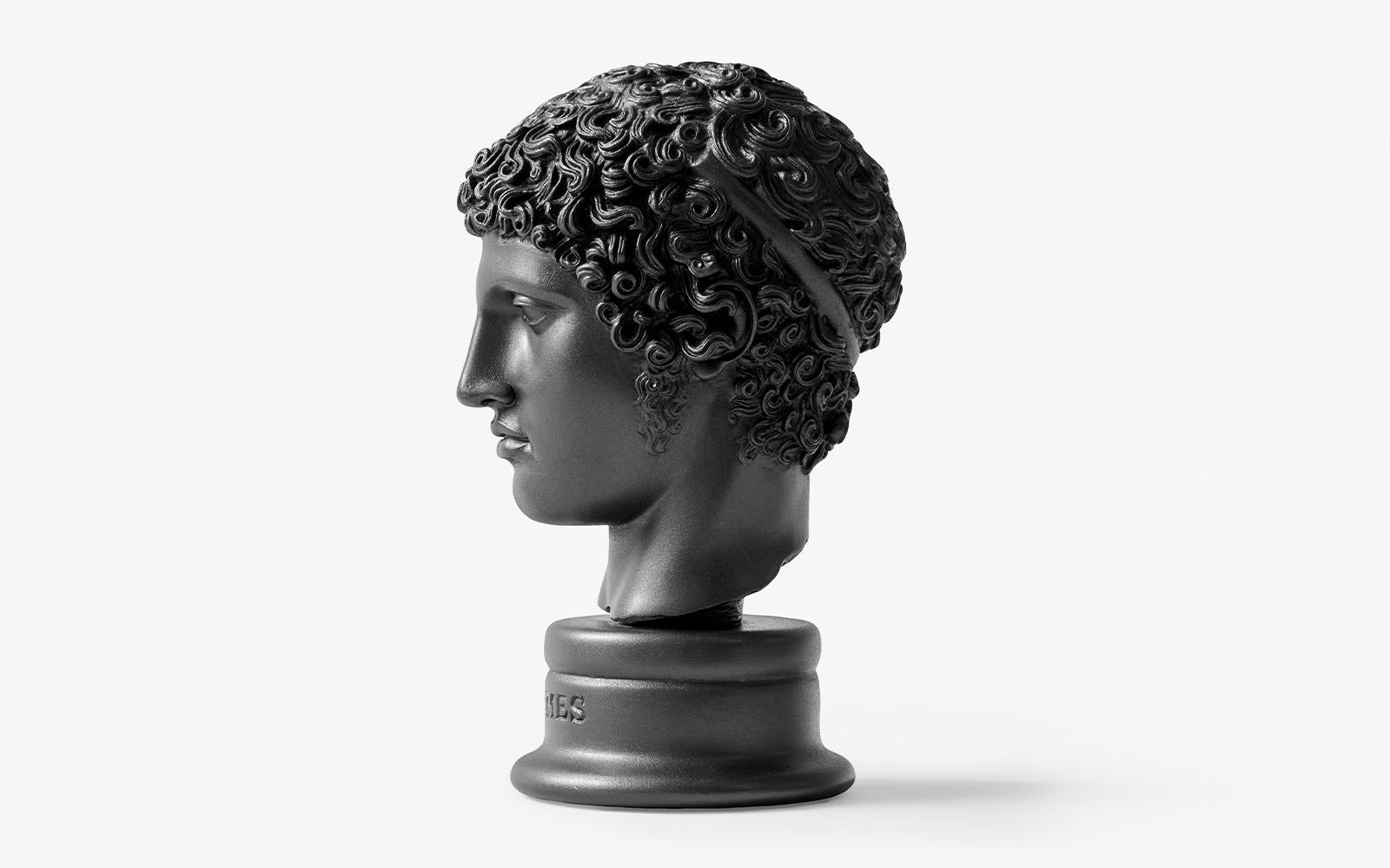 Turkish Black Hermes Bust Made with Compressed Marble Powder, Large For Sale