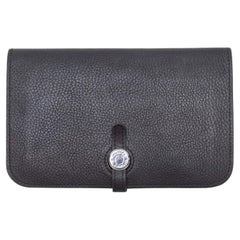 Black Hermes Dogon Compact Wallet