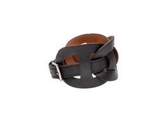 Black Hermes Fetiche Woven Leather Bracelet