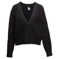Black Hermes Houndstooth Patterned Virgin Wool Cardigan