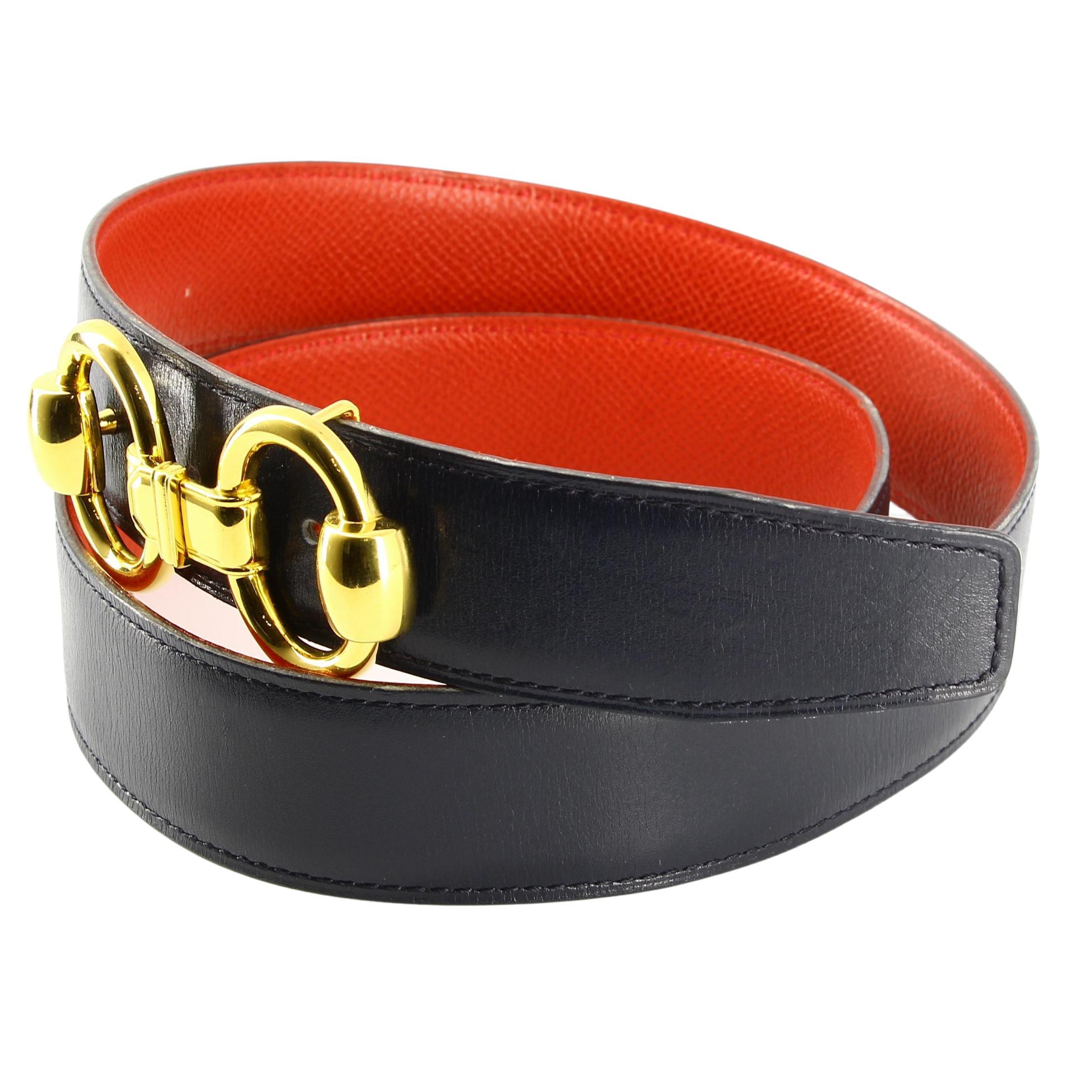 Black Hermes Leather Belt 