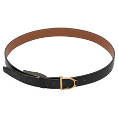 Black Hermes Skinny Leather Belt Size US XS