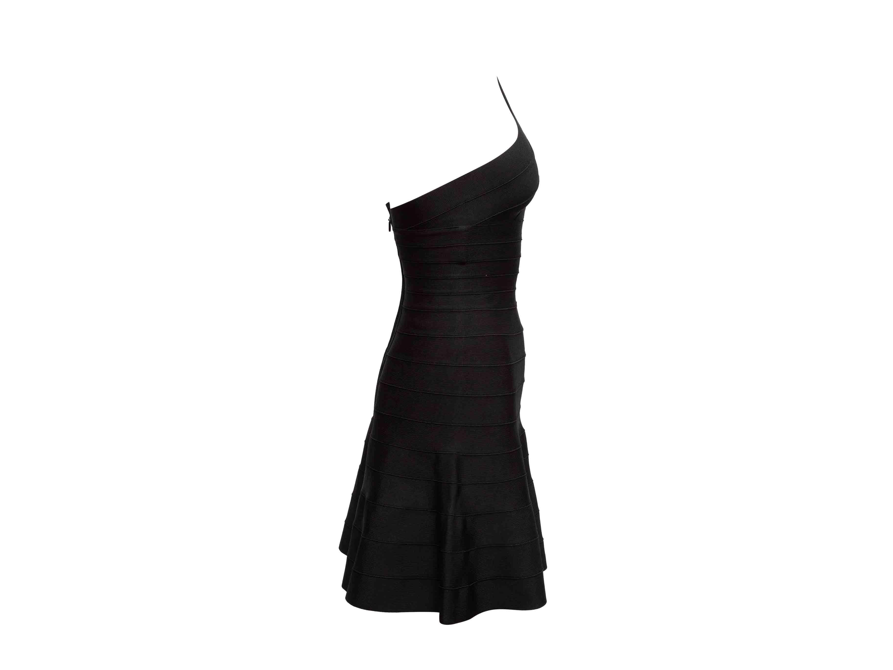 Herve Leger Black A-Line One-Shoulder Mini Dress Size US XS Bon état - En vente à New York, NY