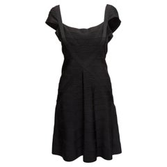 Schwarzes Herve Leger Mini-Kleid mit Cap-Ärmeln Größe US L
