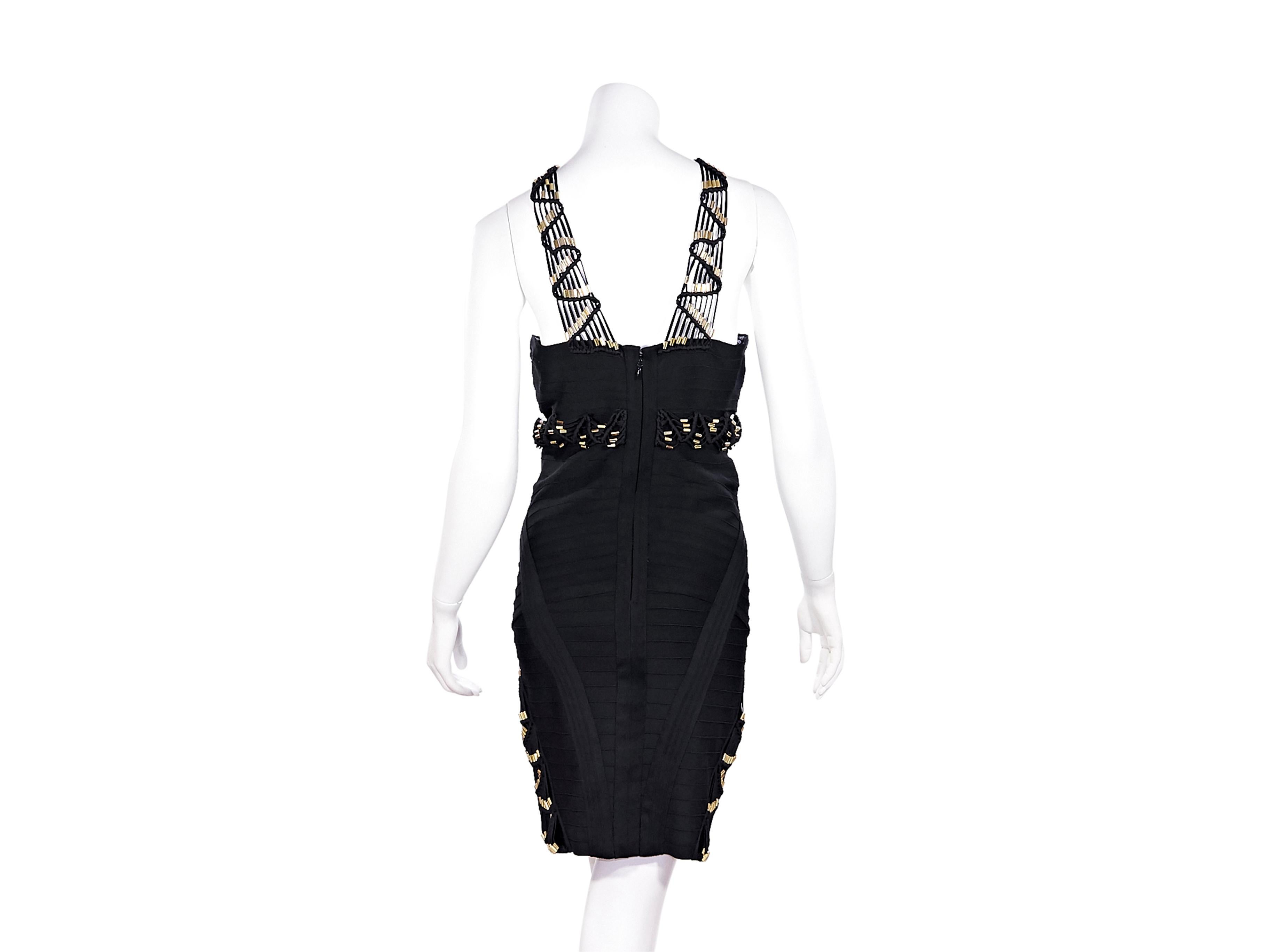 Black Herve Leger Embellished Bandage Dress In Good Condition In New York, NY