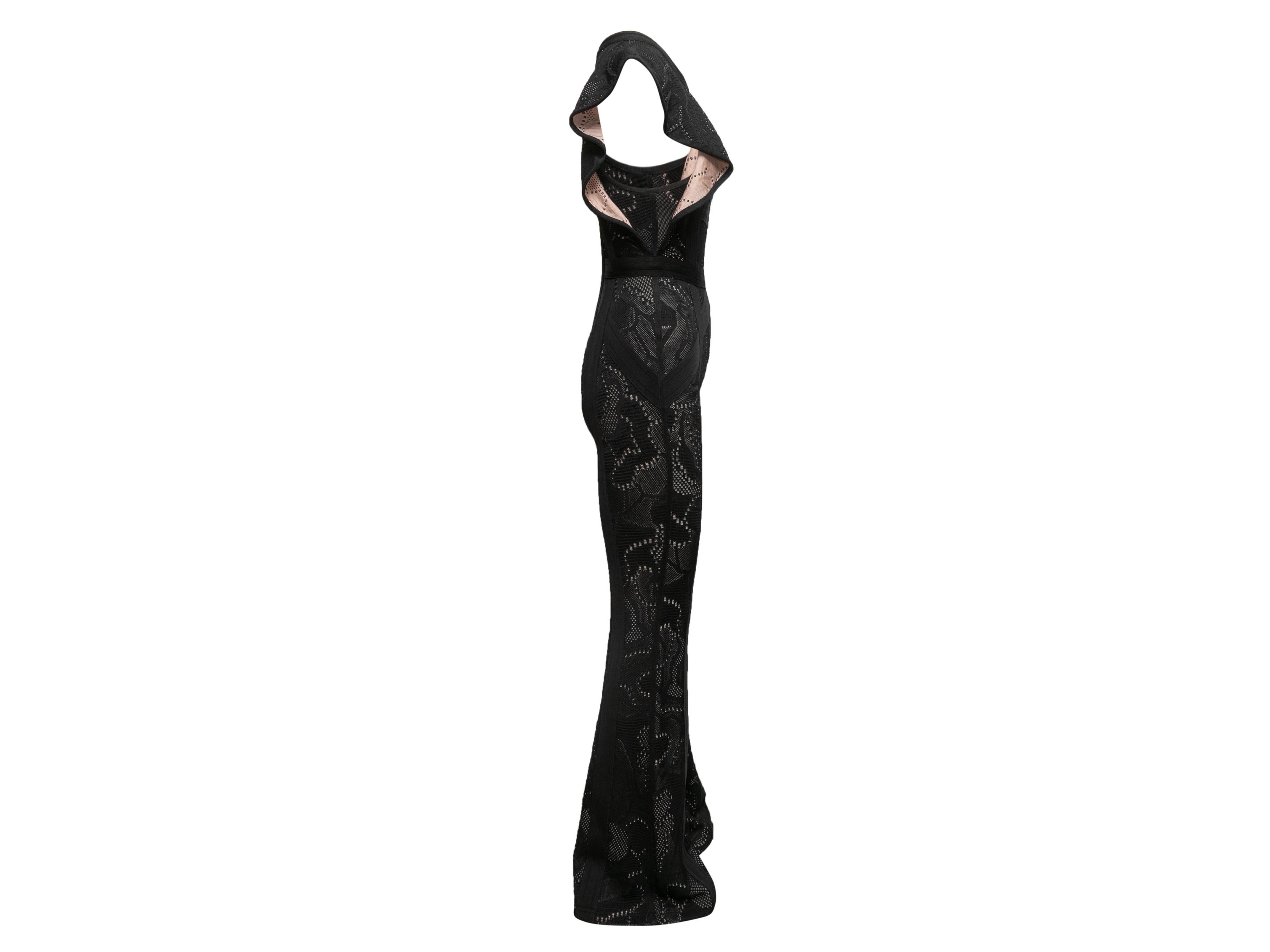 Black Herve Leger Knit Cap Sleeve Jumpsuit In Good Condition For Sale In New York, NY