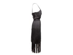Black Herve Leger Sleeveless Fringe Dress