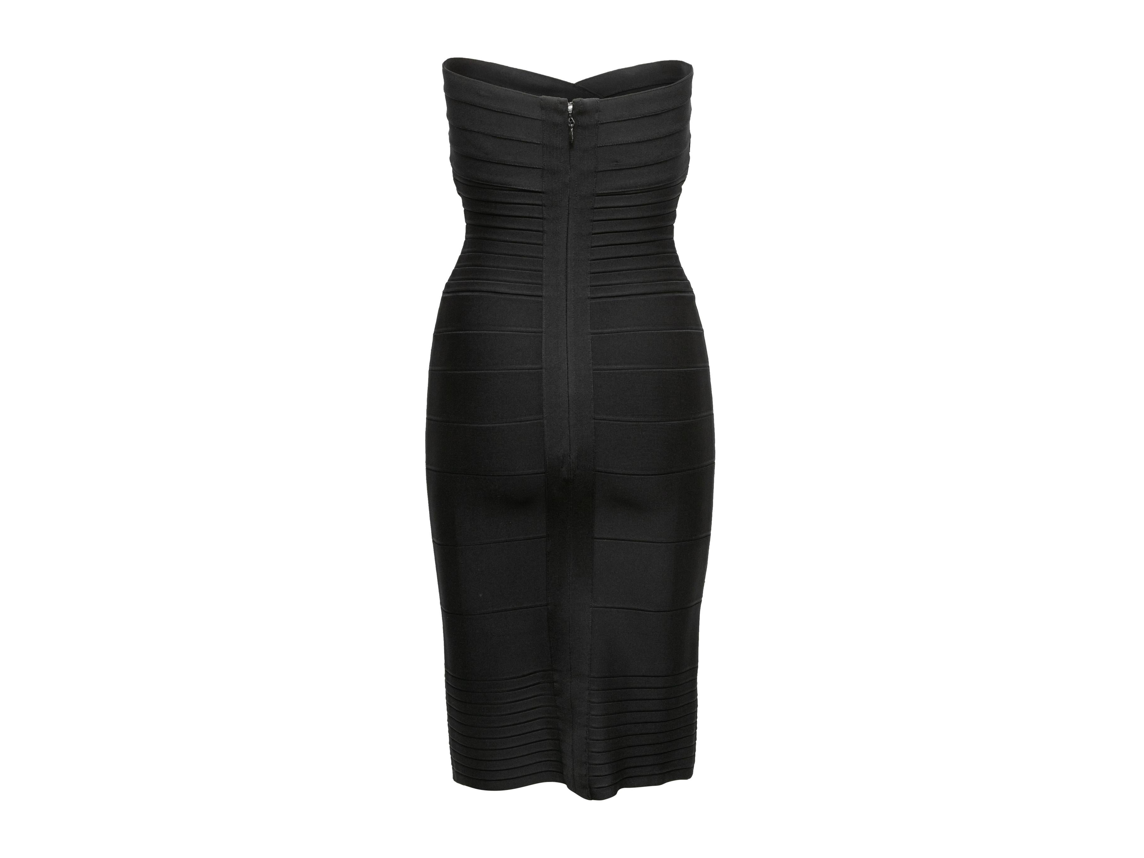 Black Herve Leger Strapless Bandage Dress Size US S In Good Condition For Sale In New York, NY
