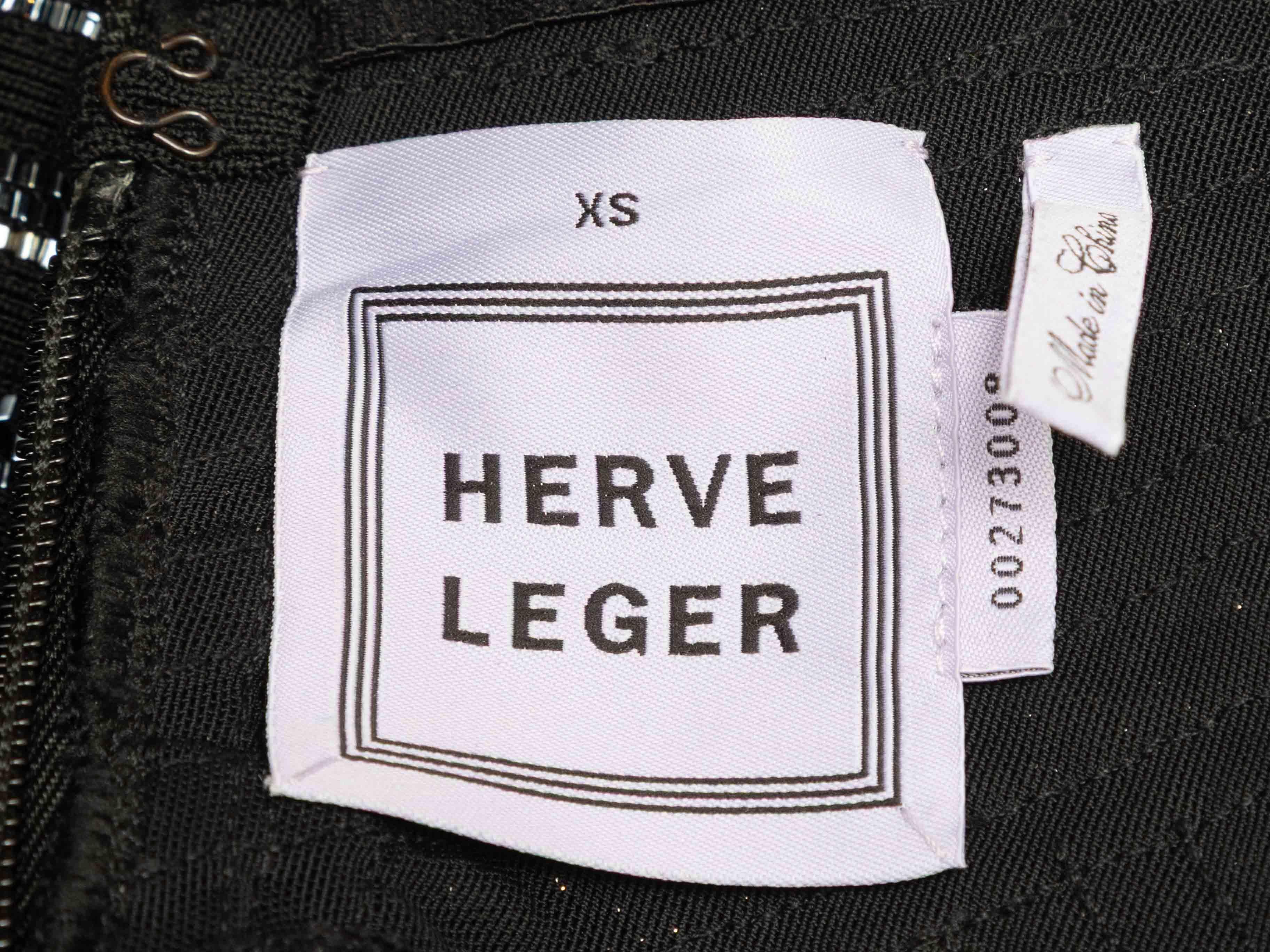 Schwarzes trägerloses, perlenbesetztes Minikleid von Herve Leger. V-Ausschnitt. Reißverschluss am Rücken. 25