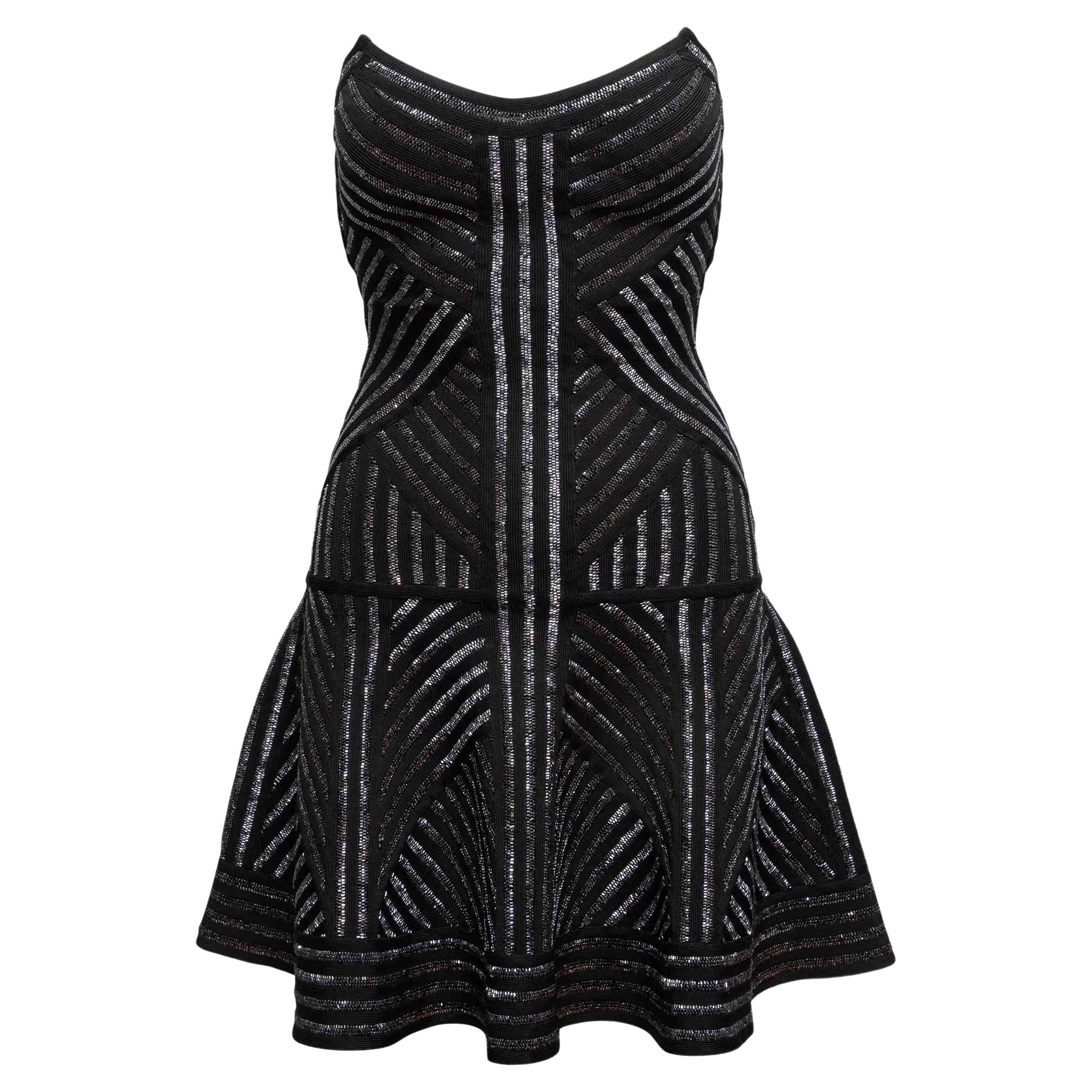 Mini robe sans bretelles ornée de perles Herve Leger noir Taille US XS
