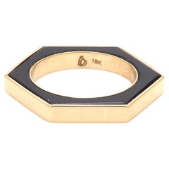 Black Hexagon Onyx Inlay Convertible Ring