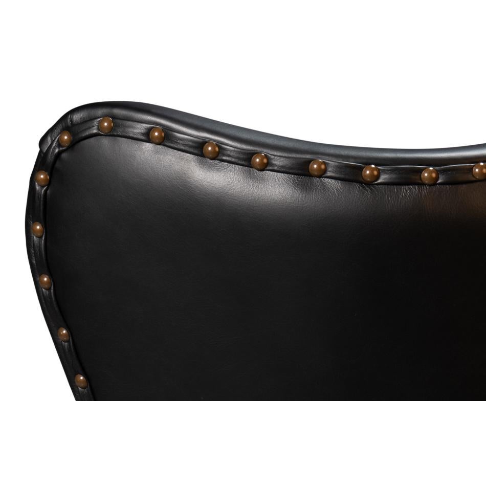 Black High Back Leather Wing Chair For Sale 1
