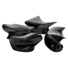 Black High-Gloss Nekton Stools by Zaha Hadid for Established & Sons