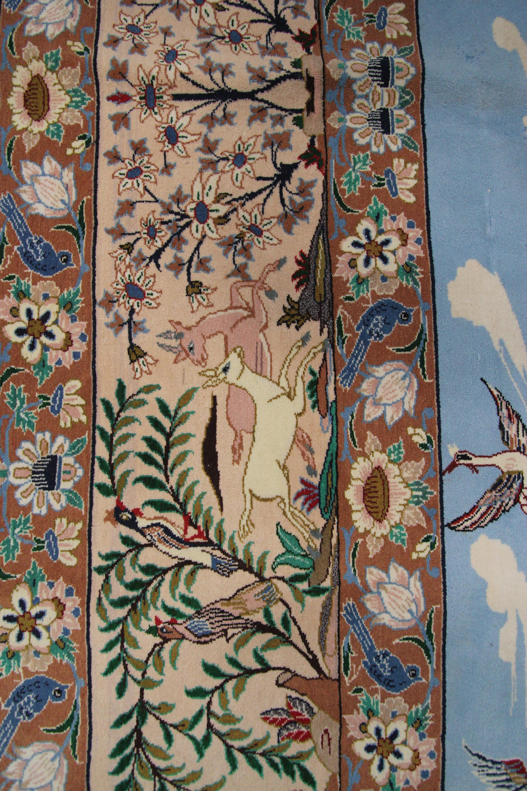 Noir Haute Qualité Antique Persan Isfahan Esfahan Rug Artisan 7x10 206x295cm en vente 3