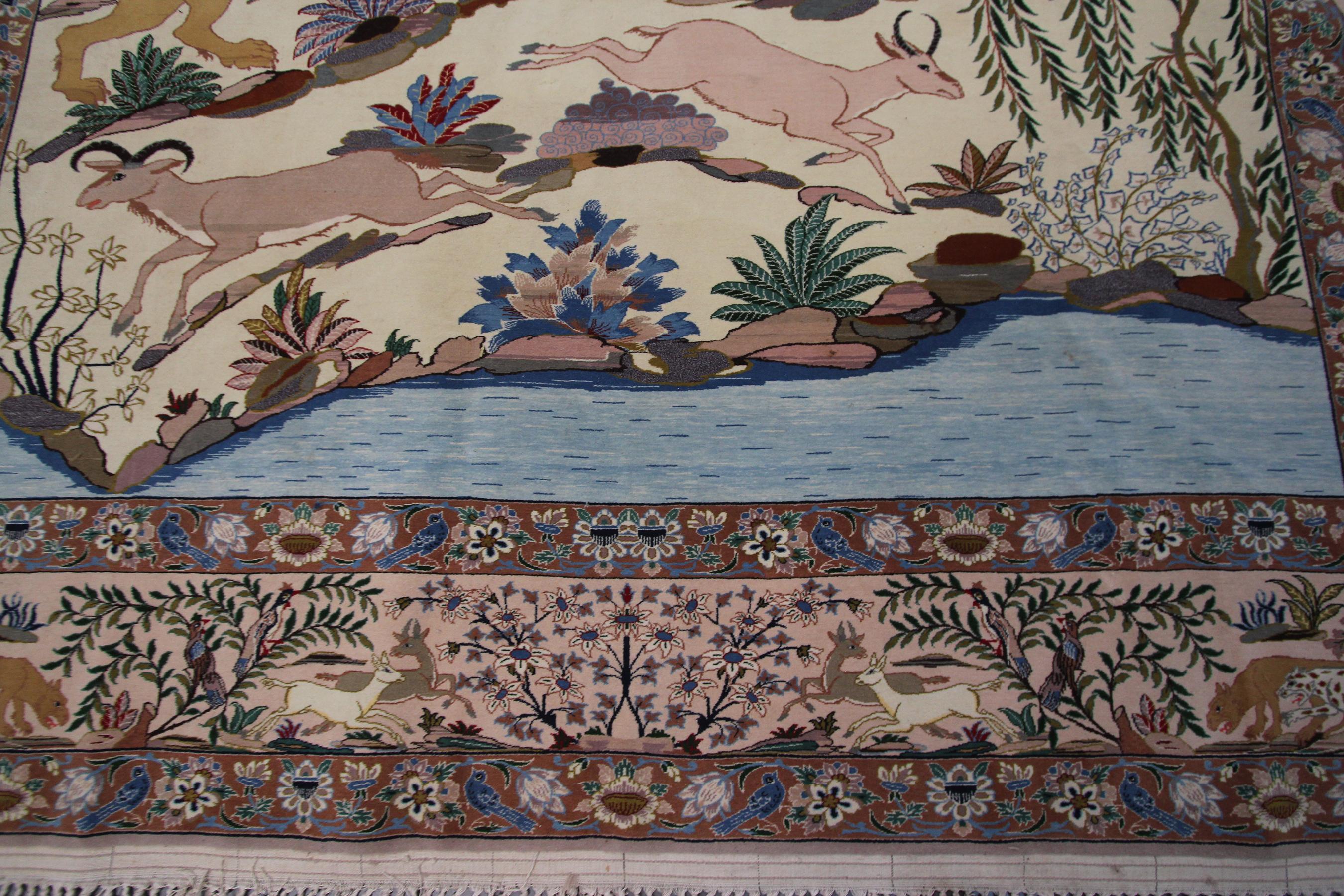 Noir Haute Qualité Antique Persan Isfahan Esfahan Rug Artisan 7x10 206x295cm en vente 4