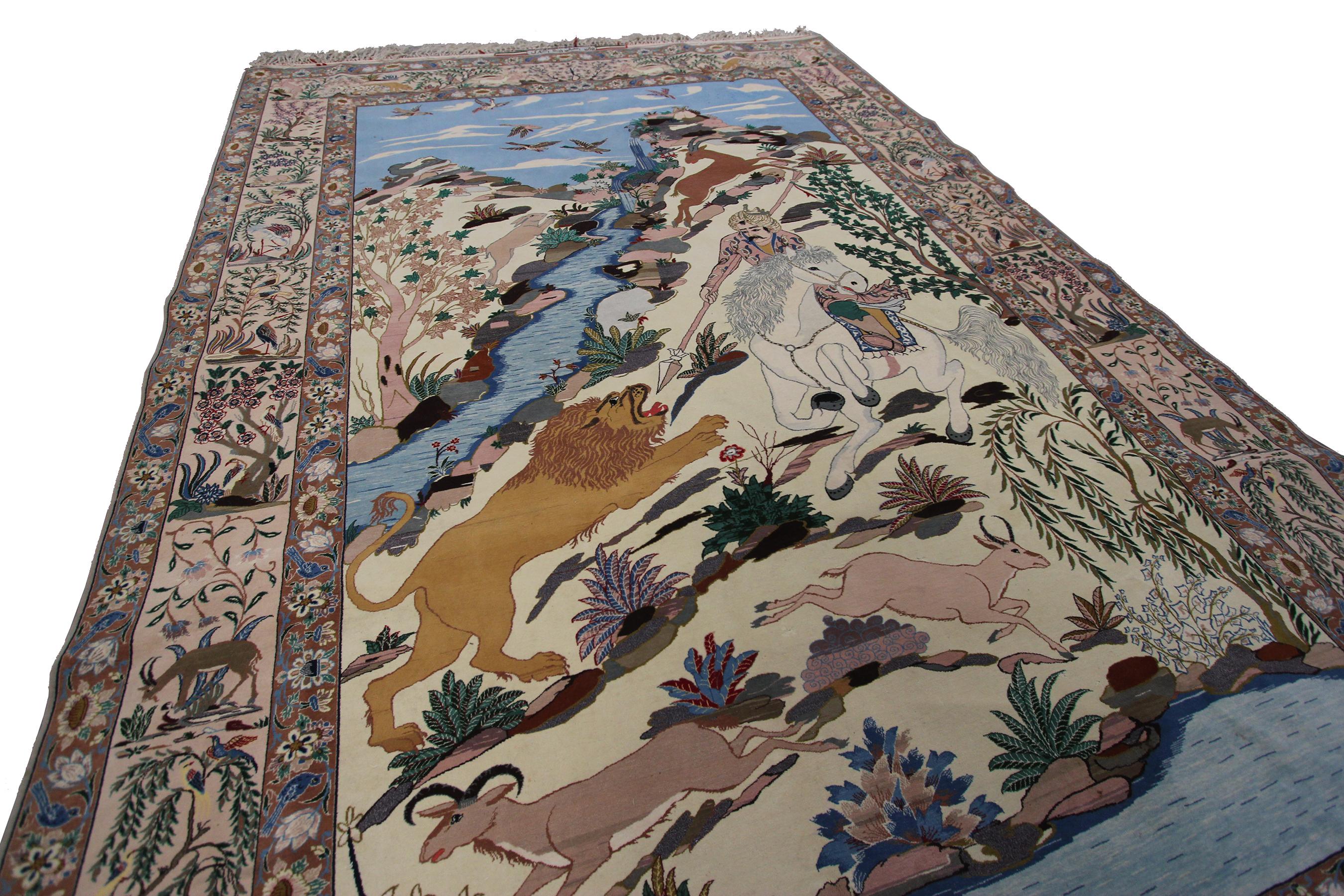 Noir Haute Qualité Antique Persan Isfahan Esfahan Rug Artisan 7x10 206x295cm en vente 5