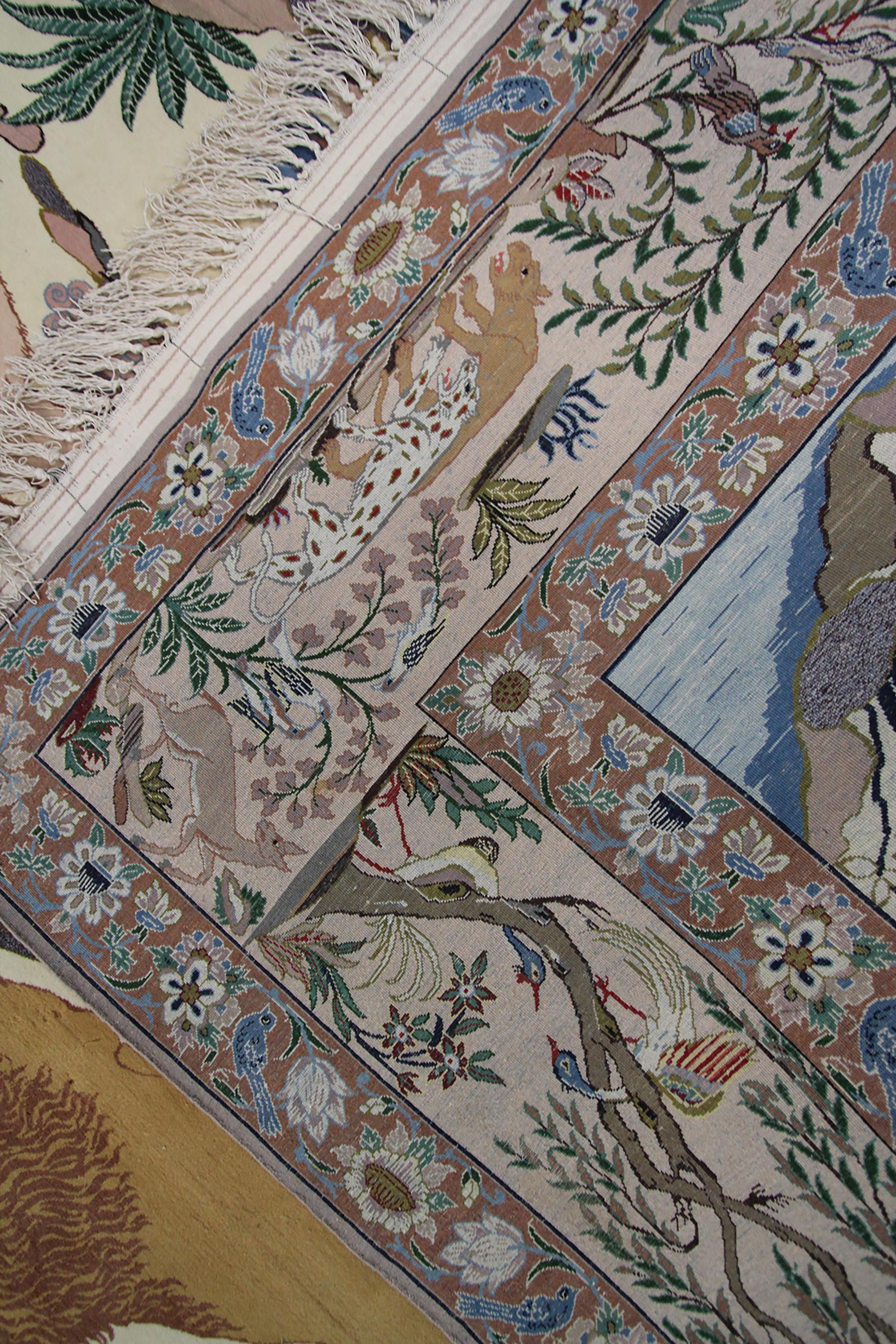 Noir Haute Qualité Antique Persan Isfahan Esfahan Rug Artisan 7x10 206x295cm en vente 6