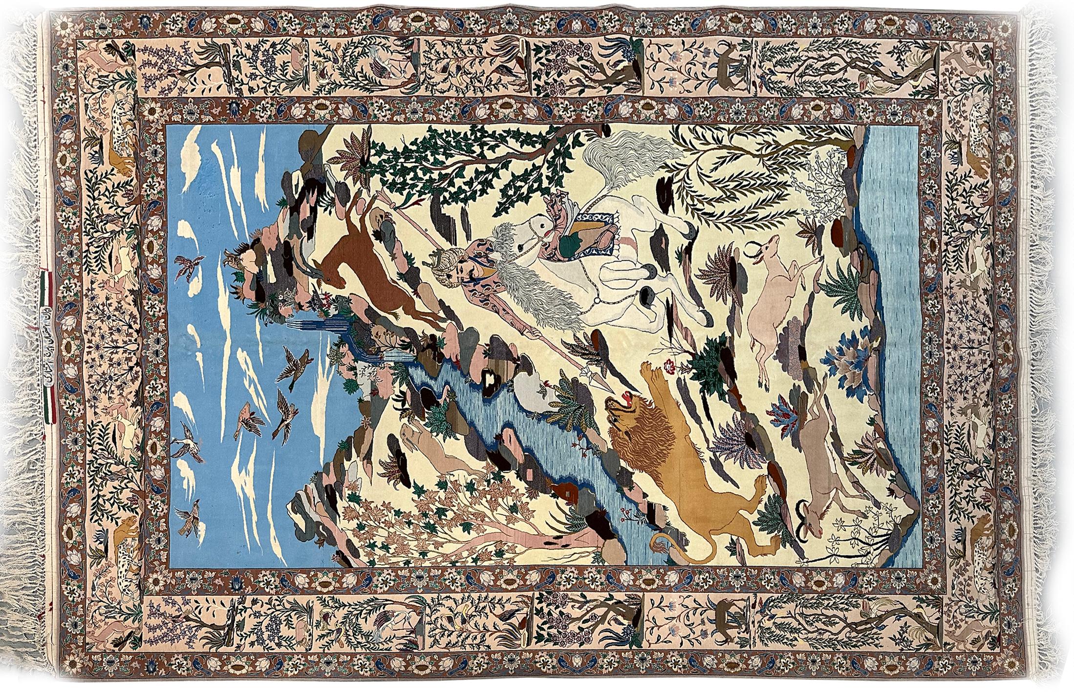 Schwarzer antiker persischer Isfahan Esfahan-Teppich in hoher Qualität 7x10 206x295cm im Angebot 8