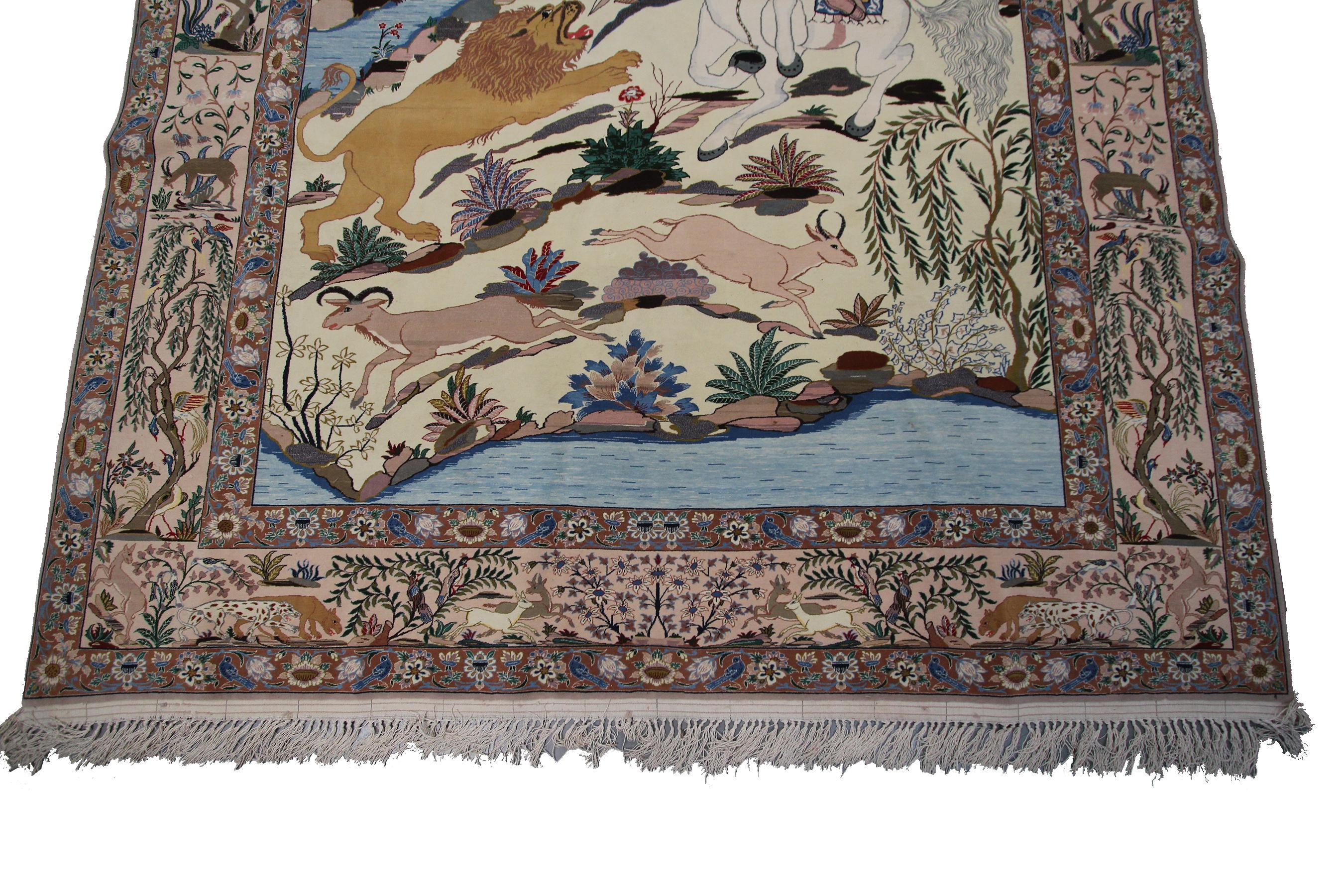 High Quality Vintage Esfahan Artisan Handmade Rug Traditional 

6'9