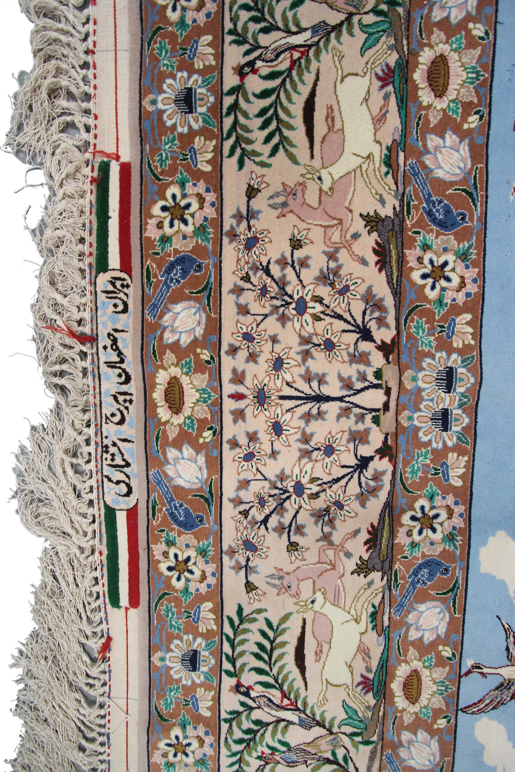 Fin du 20e siècle Noir Haute Qualité Antique Persan Isfahan Esfahan Rug Artisan 7x10 206x295cm en vente
