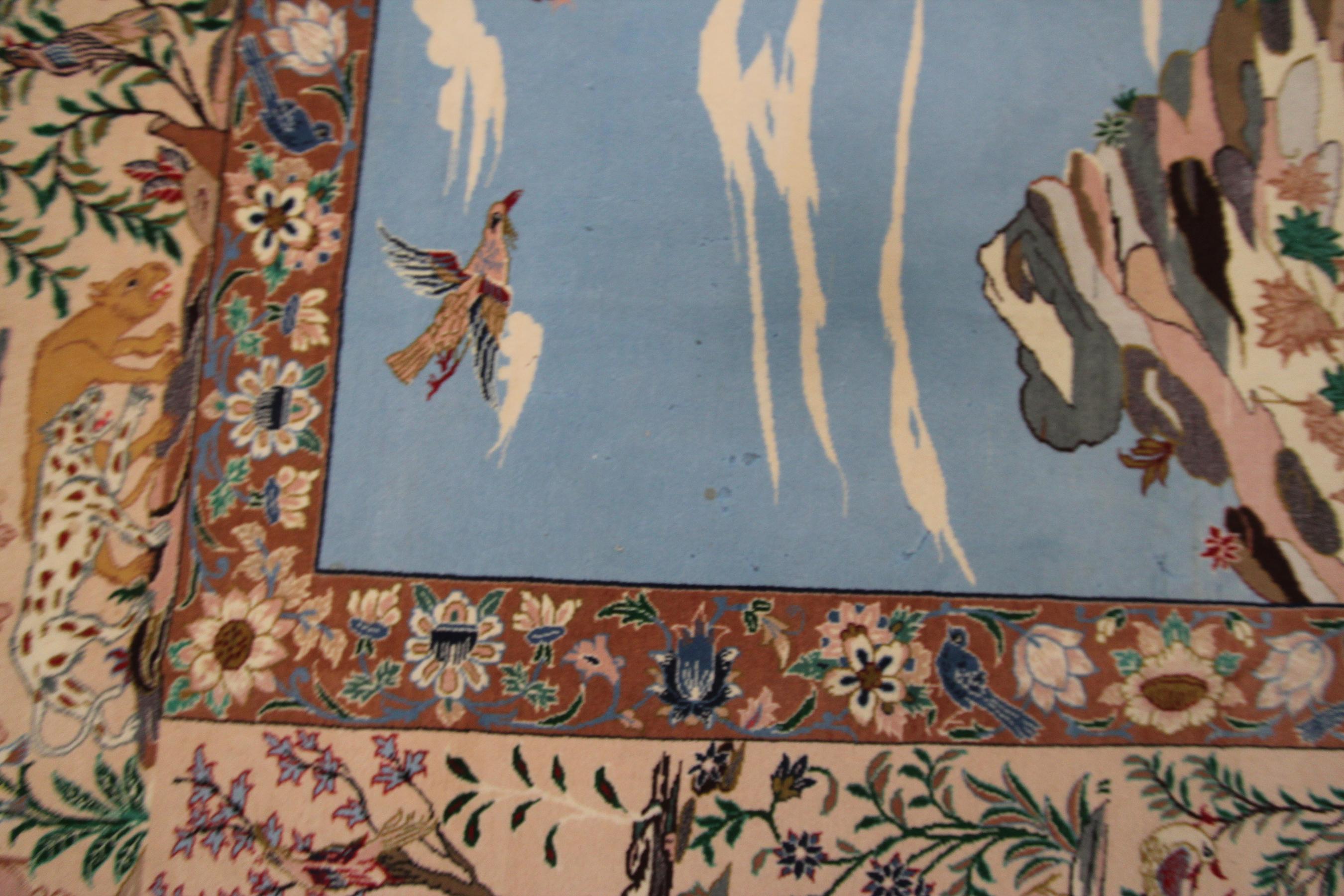 Schwarzer antiker persischer Isfahan Esfahan-Teppich in hoher Qualität 7x10 206x295cm (Wolle) im Angebot