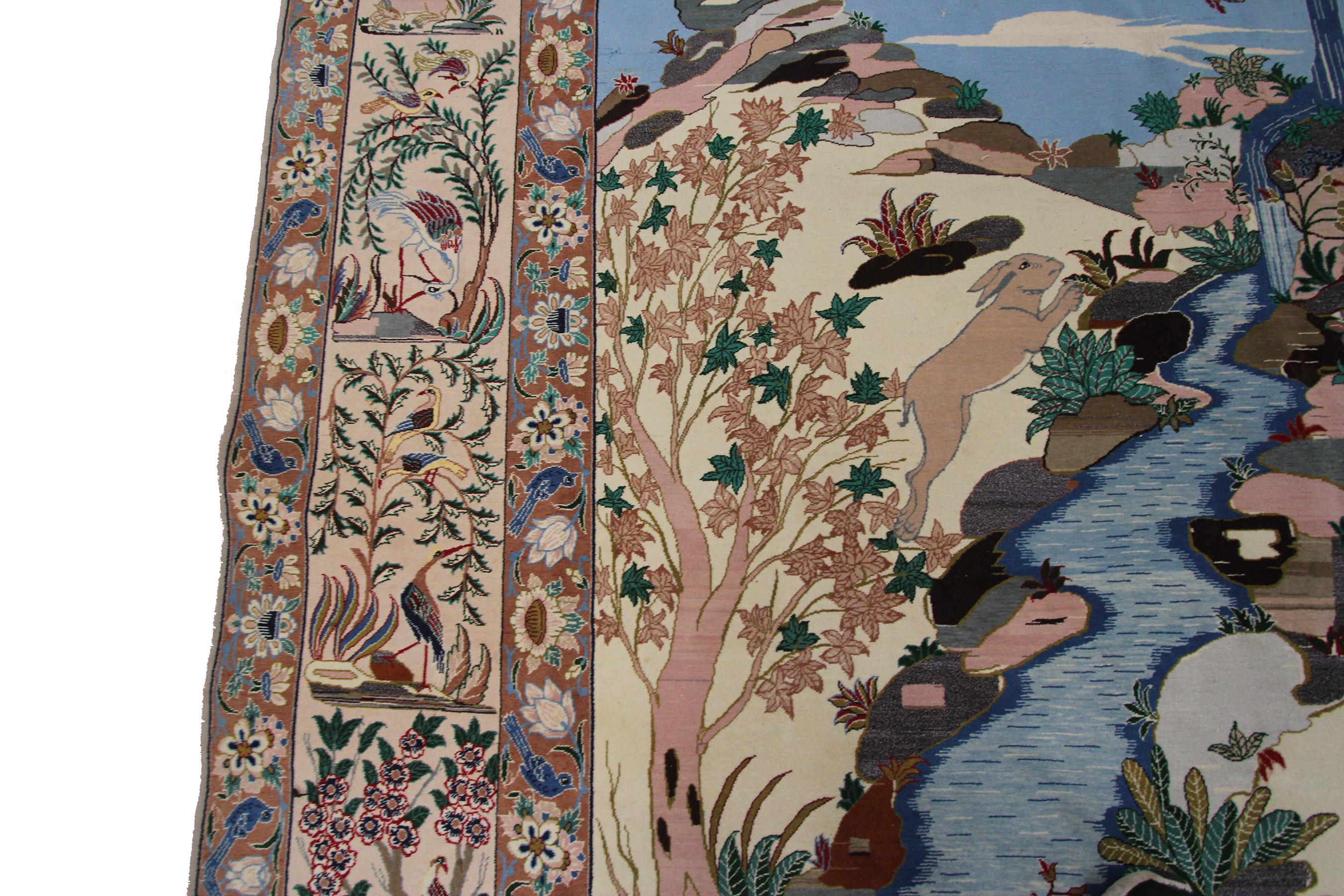 Schwarzer antiker persischer Isfahan Esfahan-Teppich in hoher Qualität 7x10 206x295cm im Angebot 1
