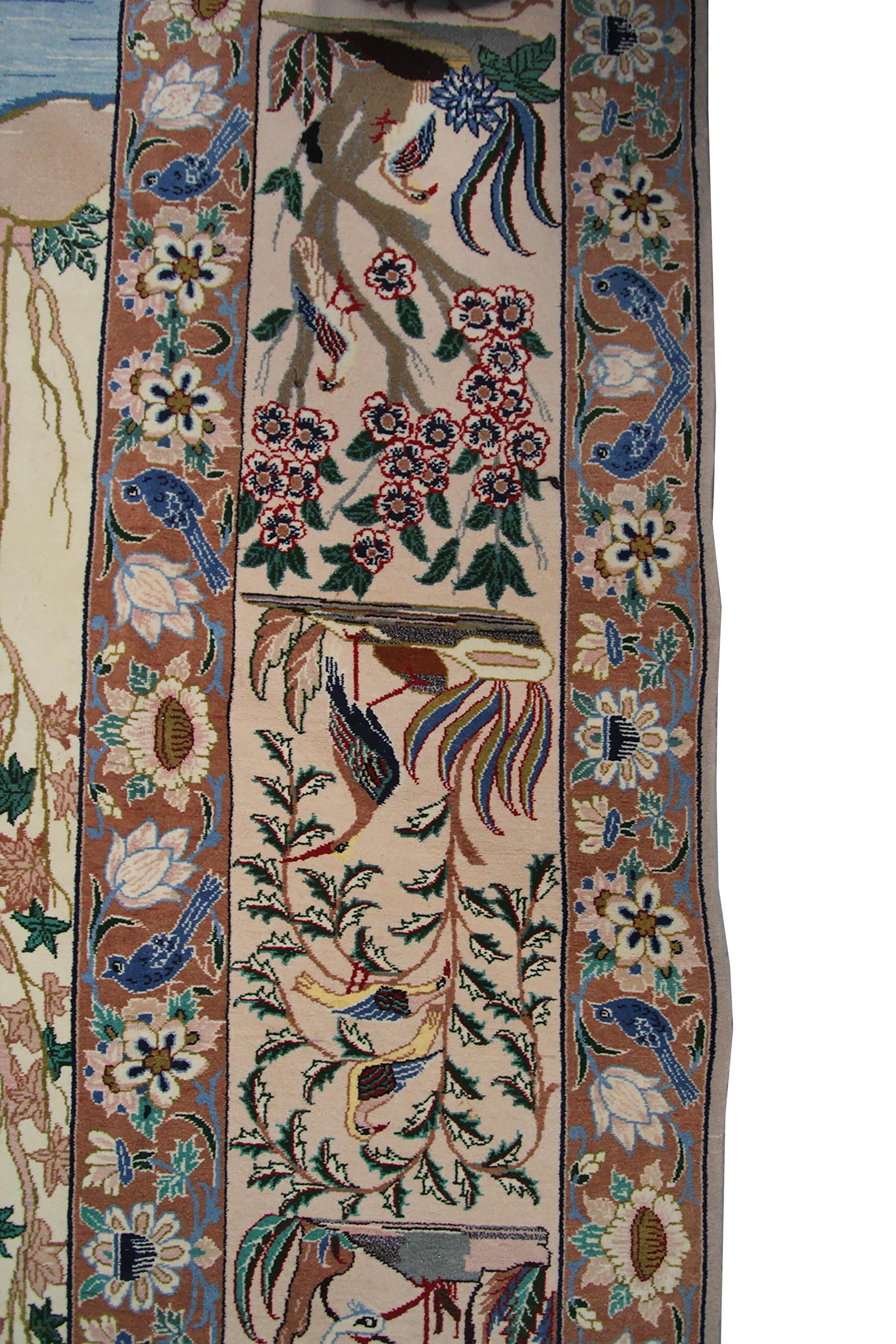 Noir Haute Qualité Antique Persan Isfahan Esfahan Rug Artisan 7x10 206x295cm en vente 2