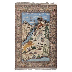 Schwarzer antiker persischer Isfahan Esfahan-Teppich in hoher Qualität 7x10 206x295cm