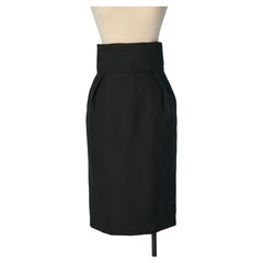 Black high waisted wool and silk skirt ALEXANDRE VAUTHIER