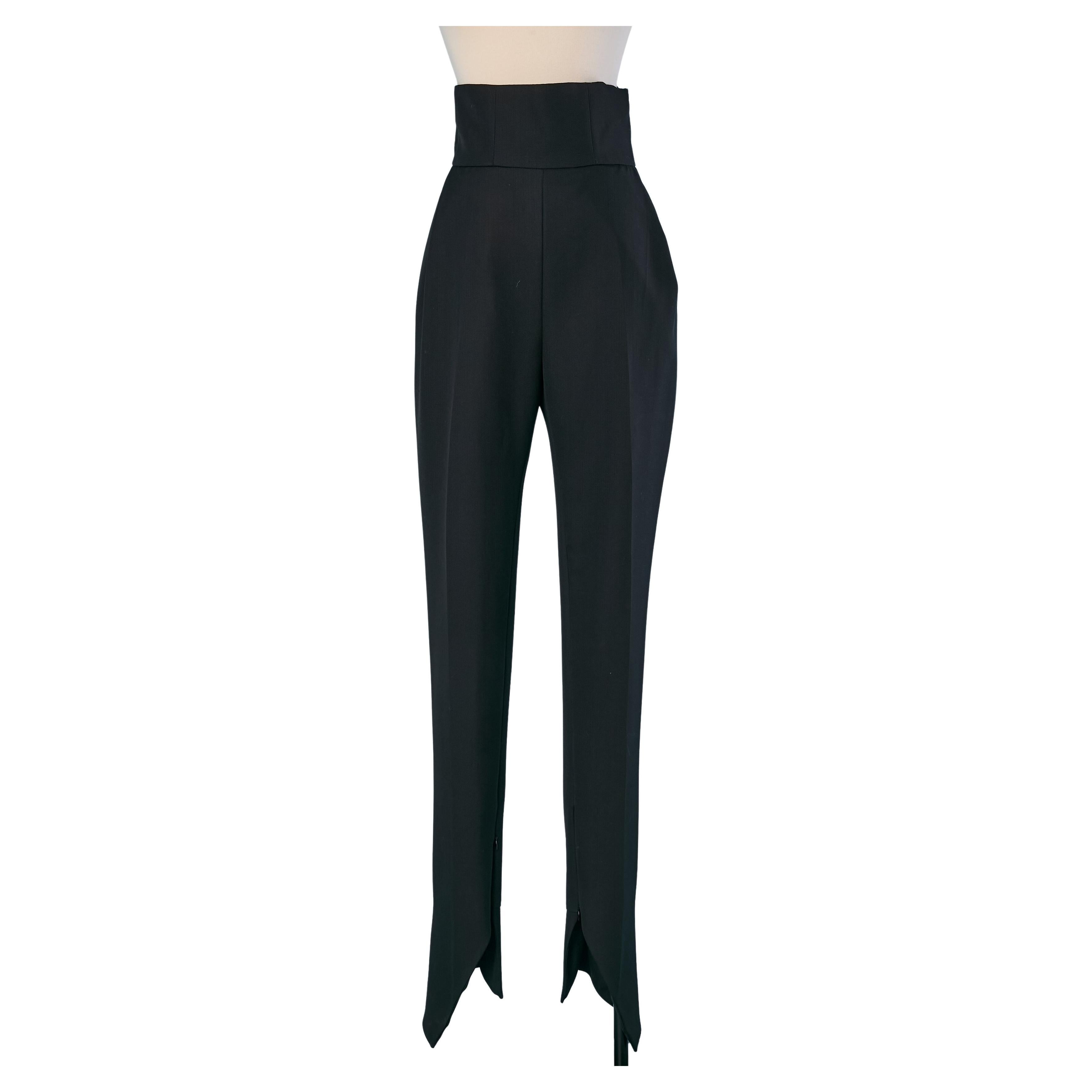 Pantalon de laine taille haute noir ALEXANDRE VAUTHIER COUTURE New