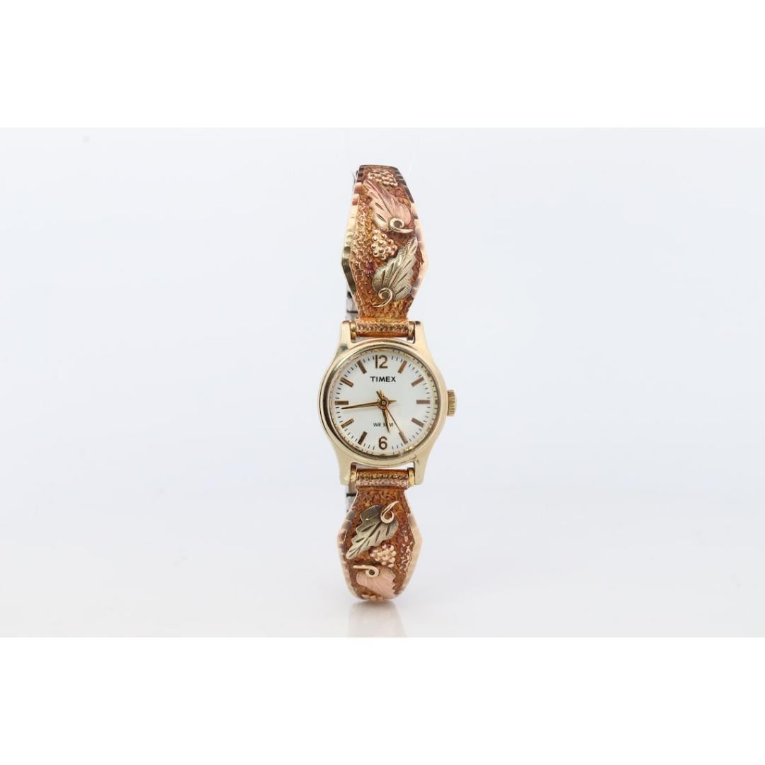 Black Hills Gold 10k Lug Tips with Speidel Band. TIMEX Ladies WR 30M Quartz For Sale 1