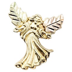 Black Hills Gold Angel Pendant in 10k Yellow Gold with Tri-Color Leaf Wings
