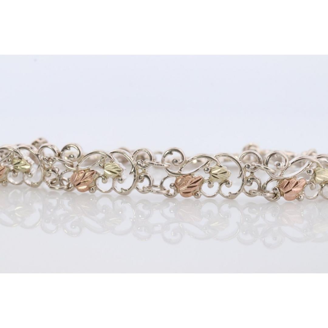 Black Hills Gold Bracelet. STERLING SILVER with 10k Multi-Tone Black Hills Gold In Good Condition For Sale In Port Charlotte, FL