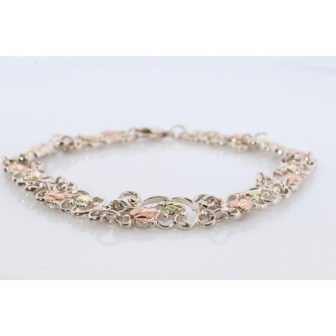 Women's Black Hills Gold Bracelet. STERLING SILVER with 10k Multi-Tone Black Hills Gold For Sale